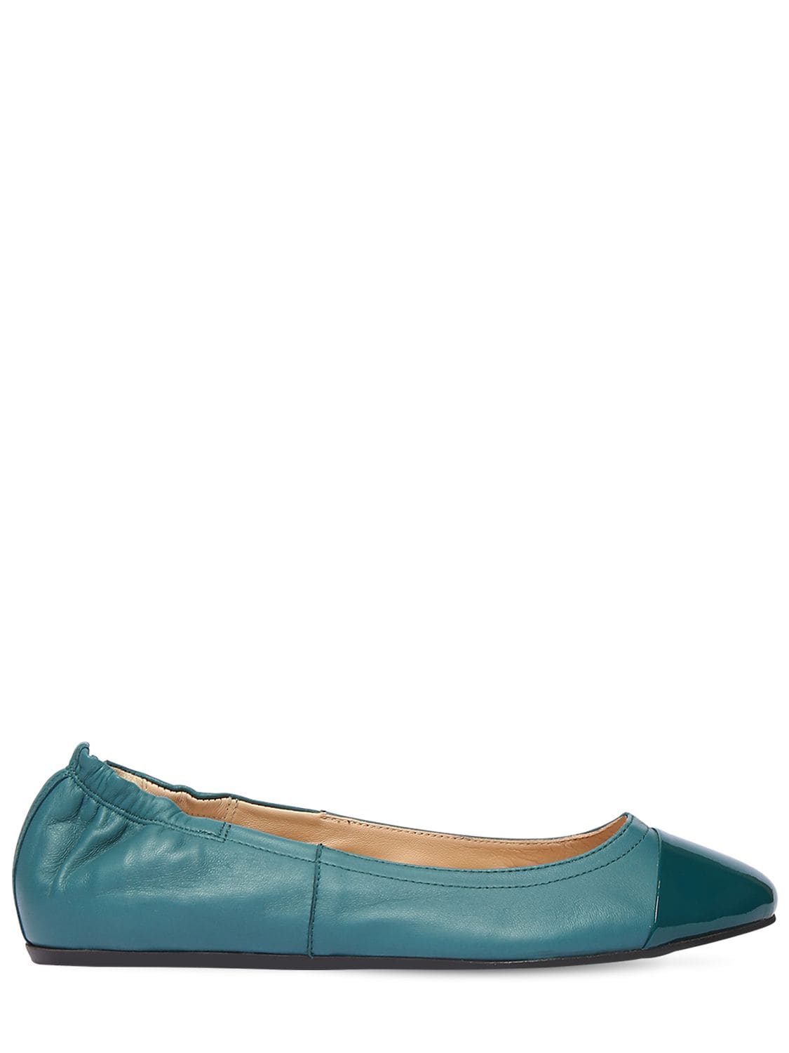 Lanvin 10mm Leather & Patent Ballerinas In Green