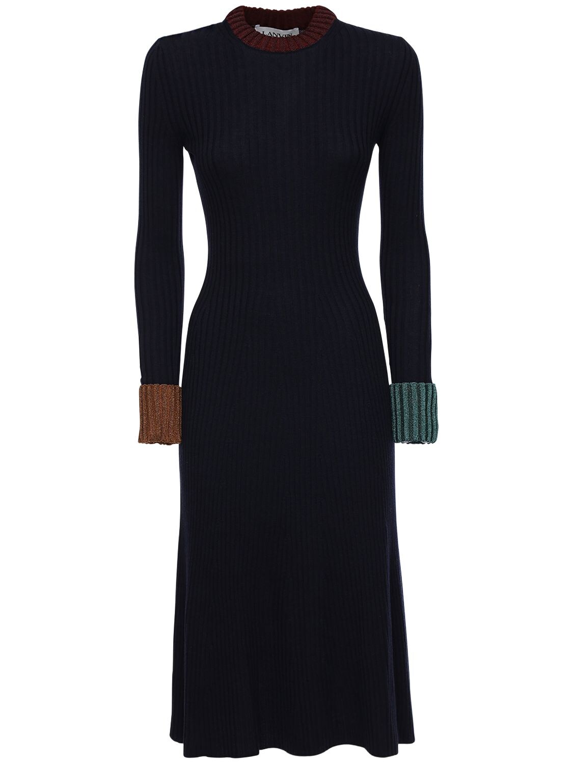 LANVIN VIRGIN WOOL BLEND KNIT MIDI DRESS,72IA42025-MJKGTKFWWSBCTFVF0