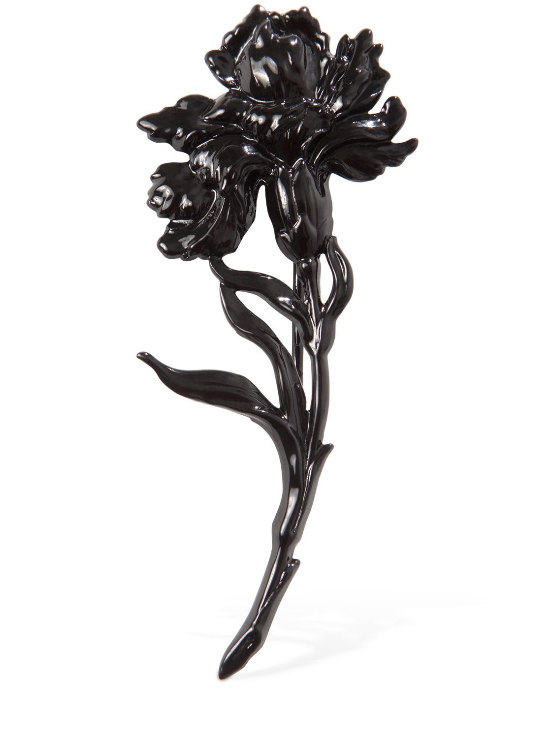 Ann Demeulemeester Iris Flower Brooch In Black