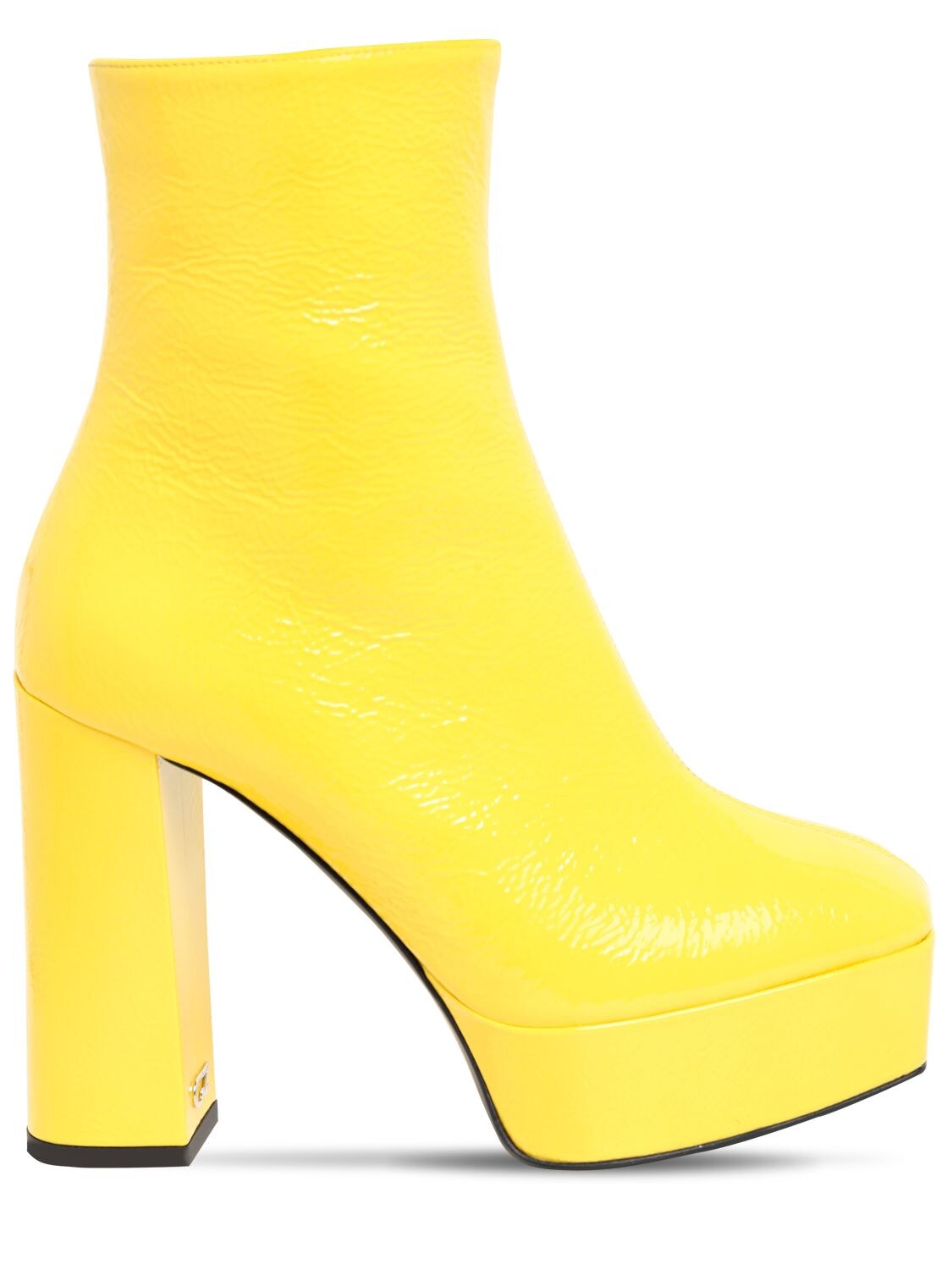 Giuseppe Zanotti 120mm Patent Leather Ankle Boots In Yellow