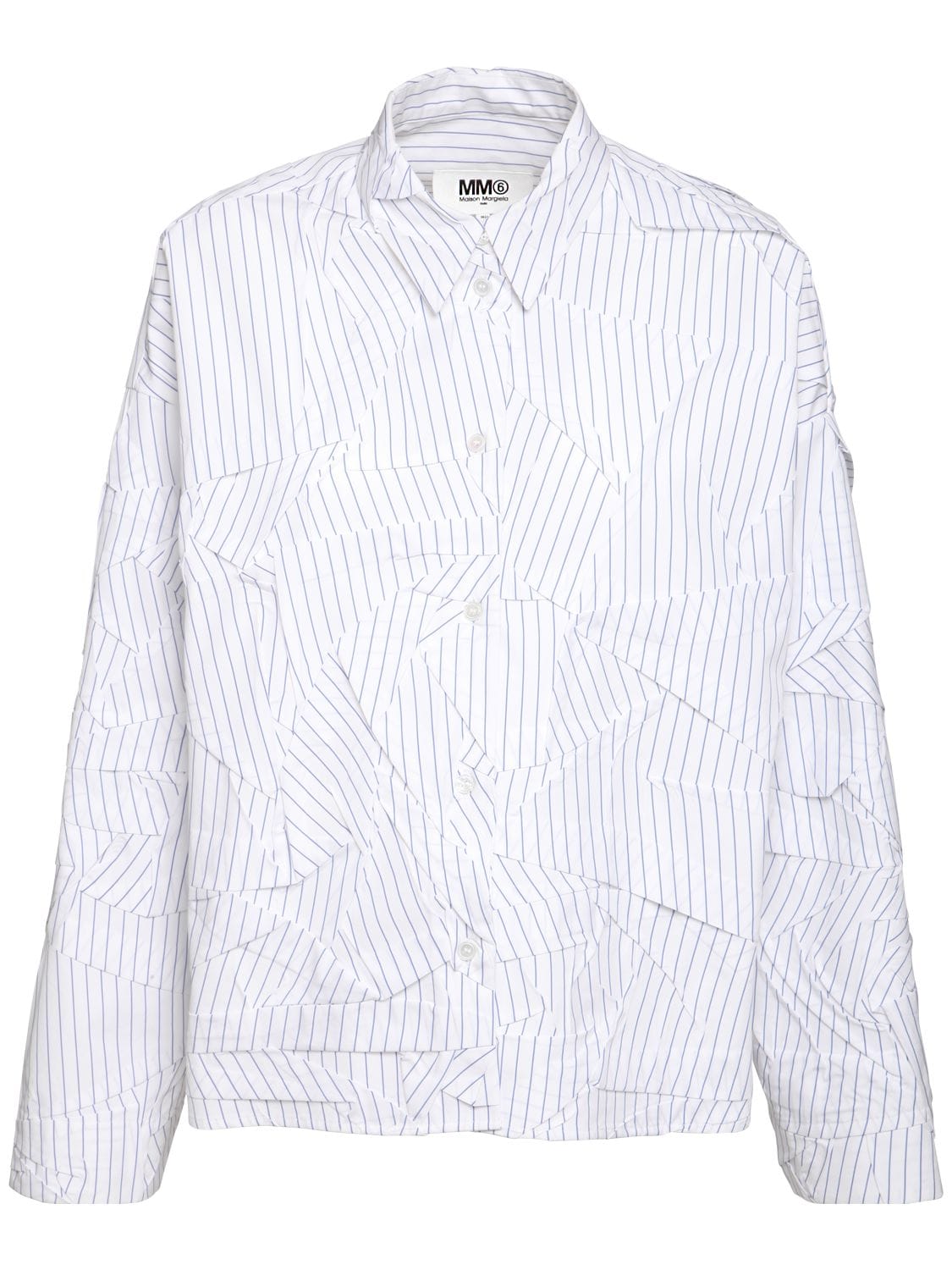 Mm6 Maison Margiela Patchwork Cotton Poplin Shirt In White,blue