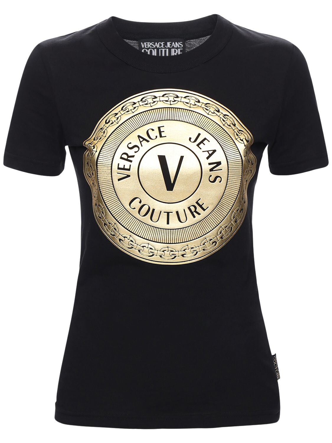 VERSACE JEANS COUTURE LOGO棉质平纹针织T恤,72IA88020-SZQY0