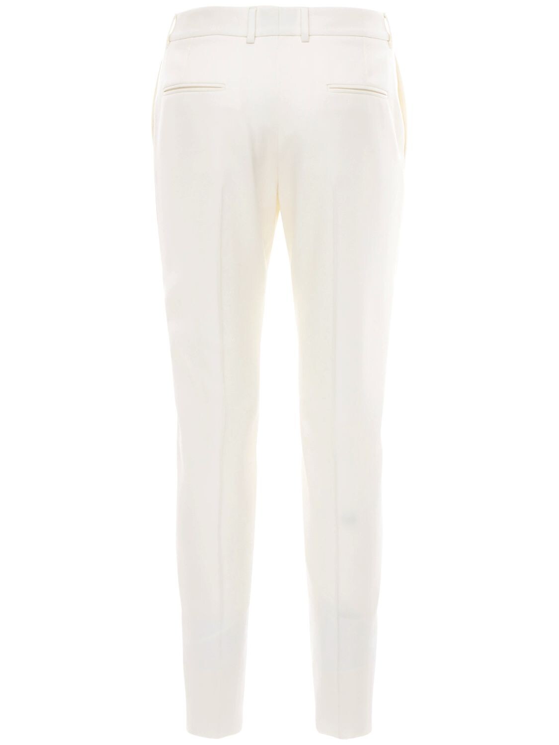 Shop Saint Laurent Virgin Wool Straight Leg Pants In White