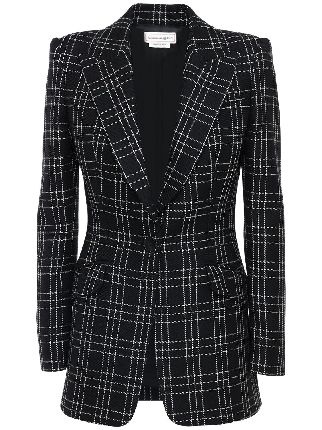 ALEXANDER MCQUEEN WELSH CHECK WOOL SINGLE BREASTED JACKET,72IA8D016-MTA4MA2