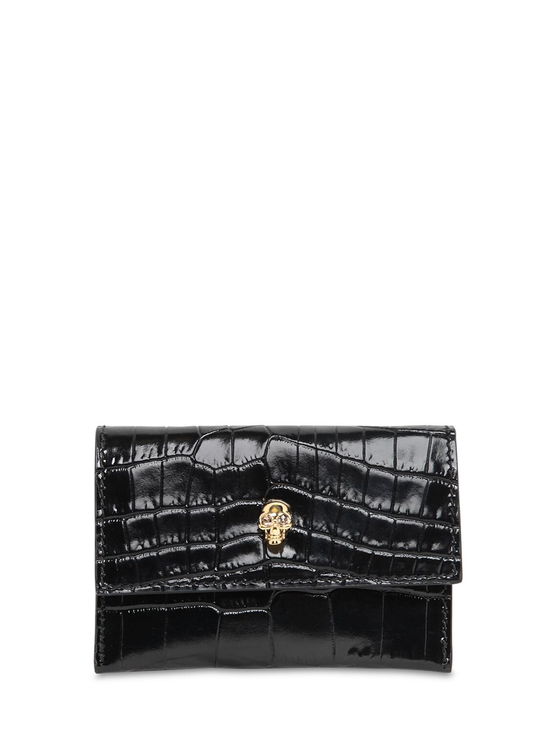 ALEXANDER MCQUEEN CROC EMBOSSED LEATHER CARD HOLDER,72IA8E036-MTAWMA2