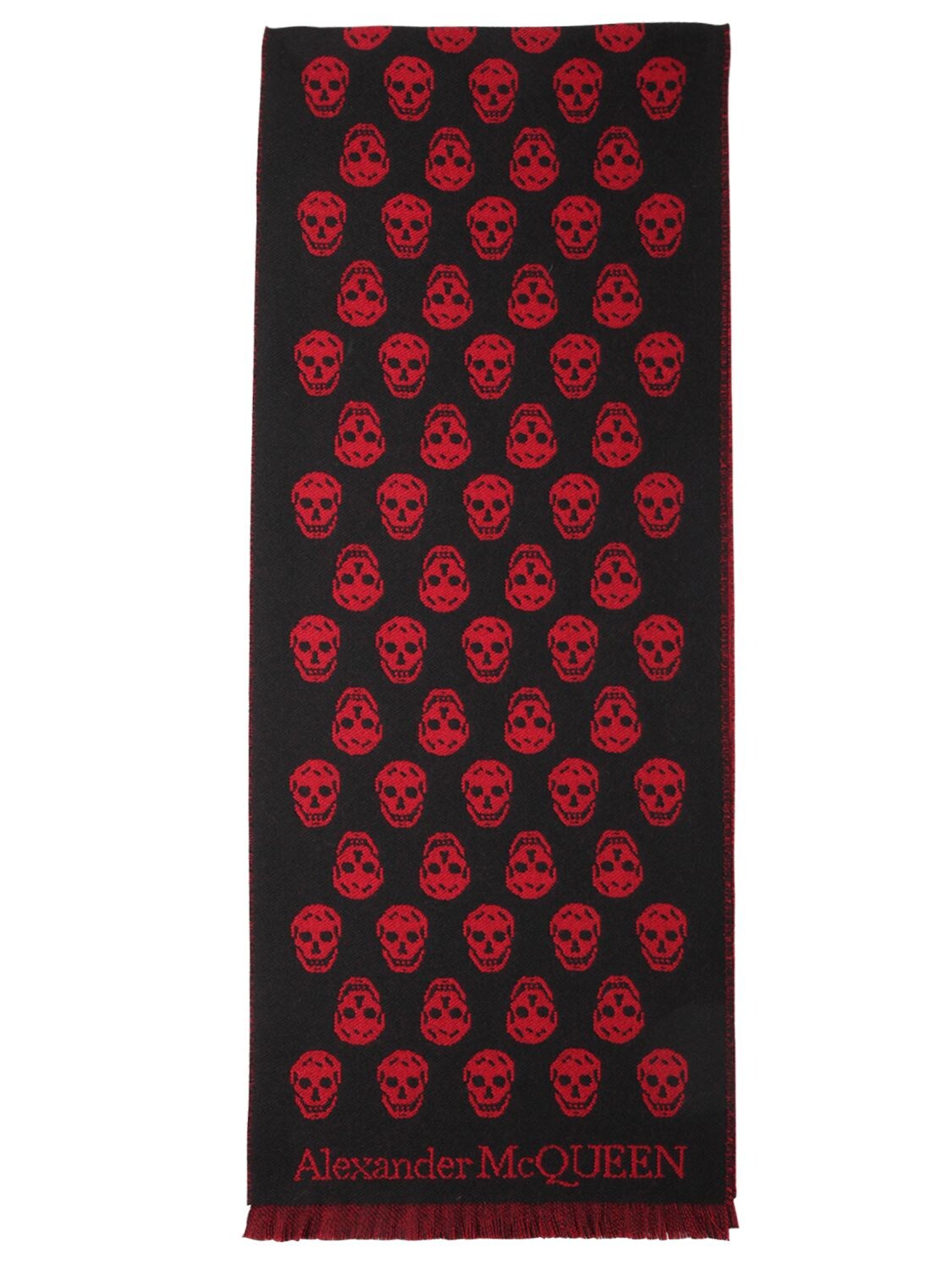 ALEXANDER MCQUEEN REVERSIBLE SKULL WOOL SCARF,72IA8E056-MTA3MW2