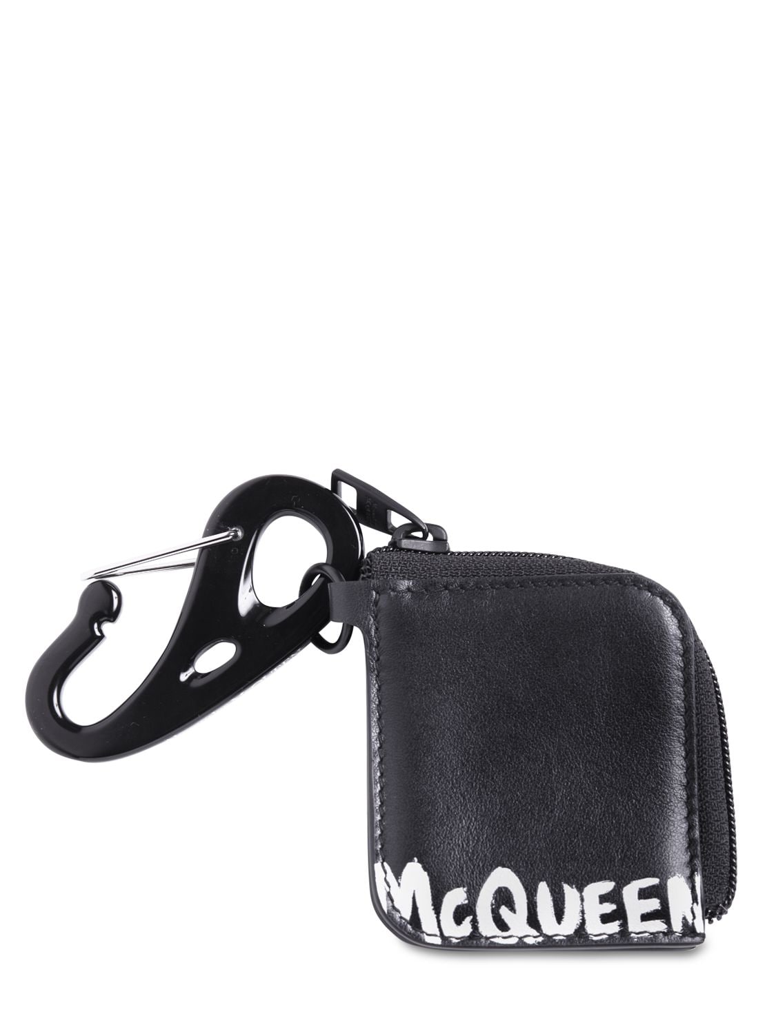 ALEXANDER MCQUEEN Logo Print Leather Zip Pouch