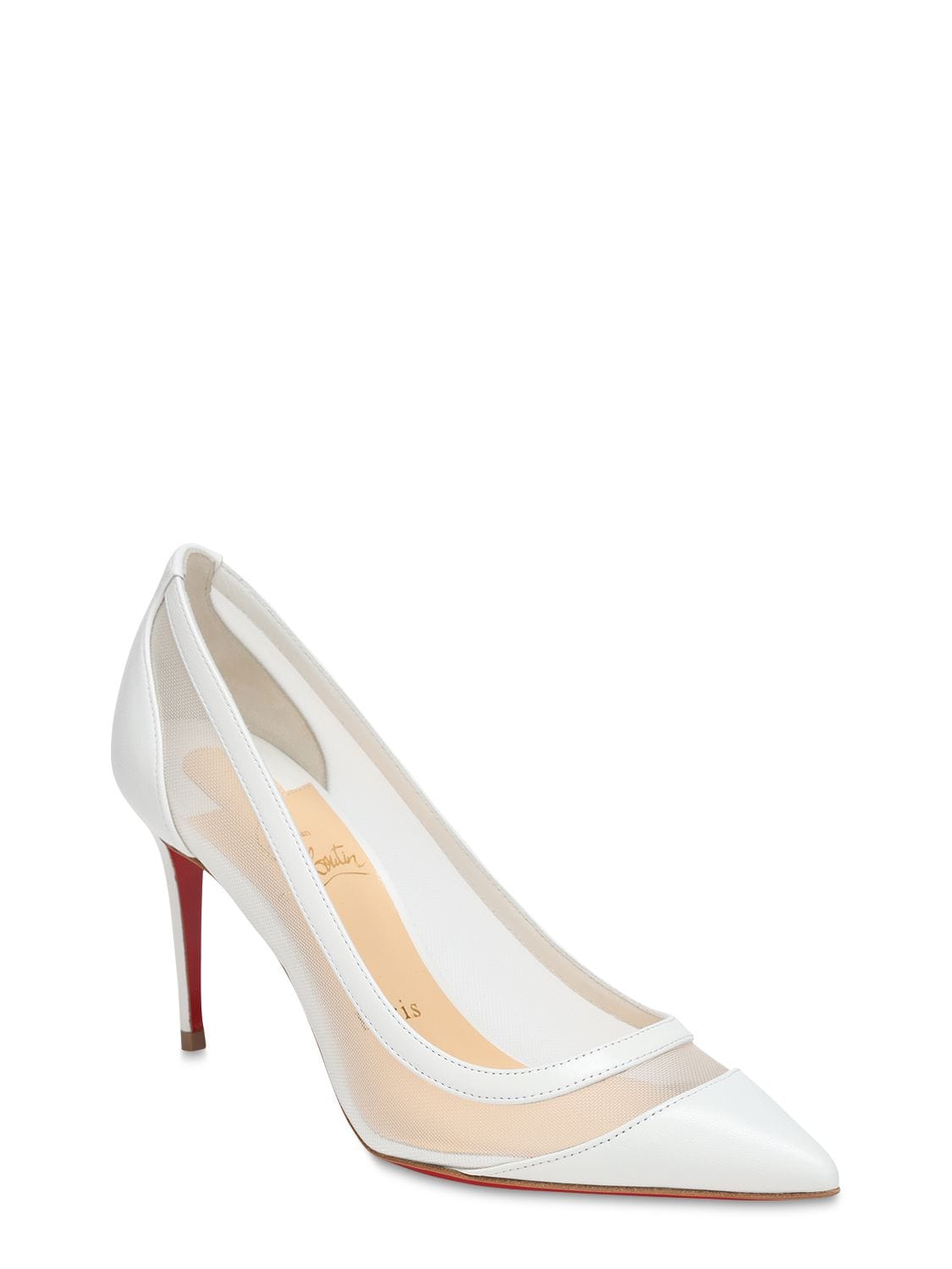 christian louboutin galativi mesh pointed red sole flats