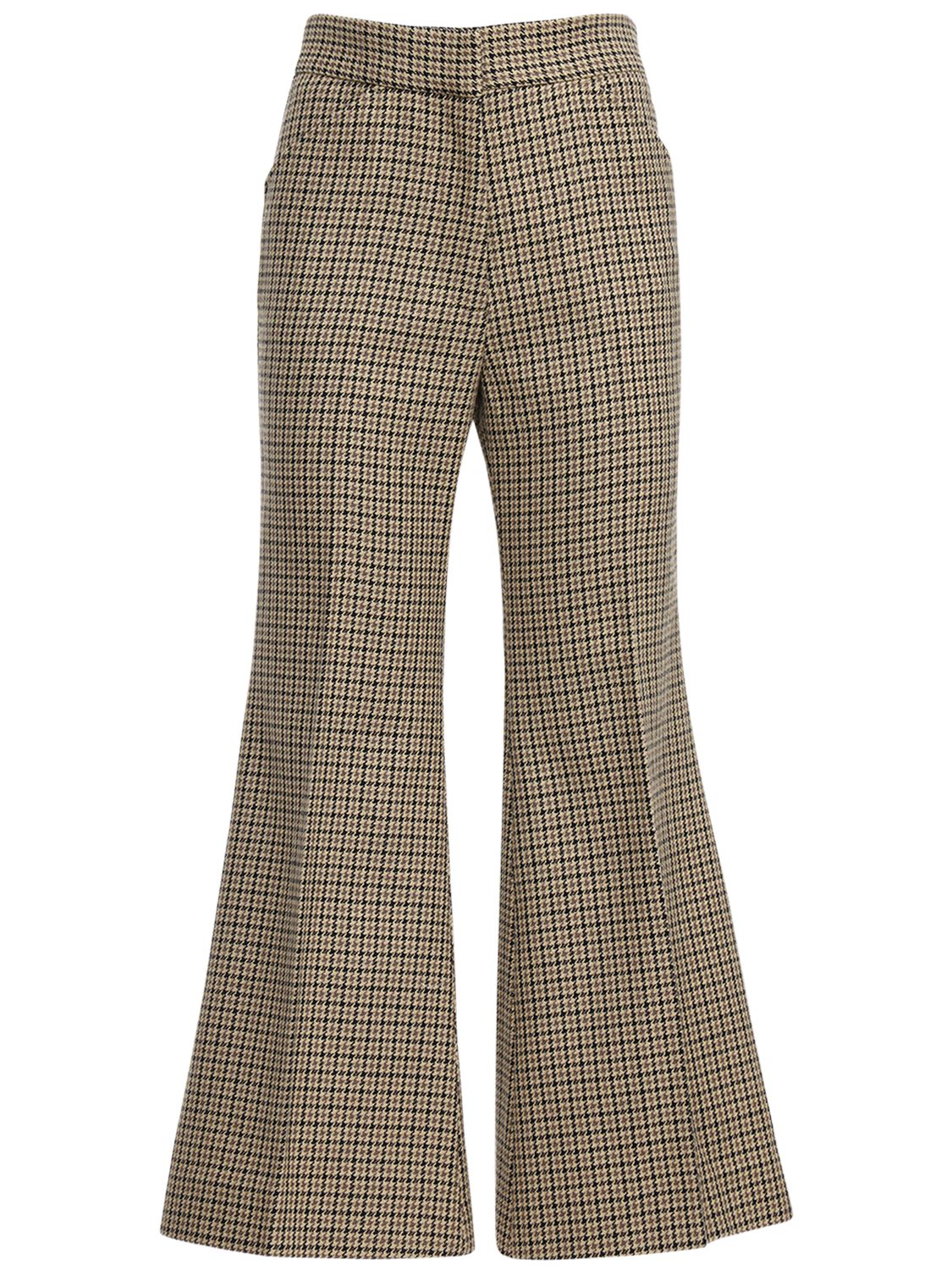Moncler Genius Flared Wool Cotton Crop Pants Multi Beige 