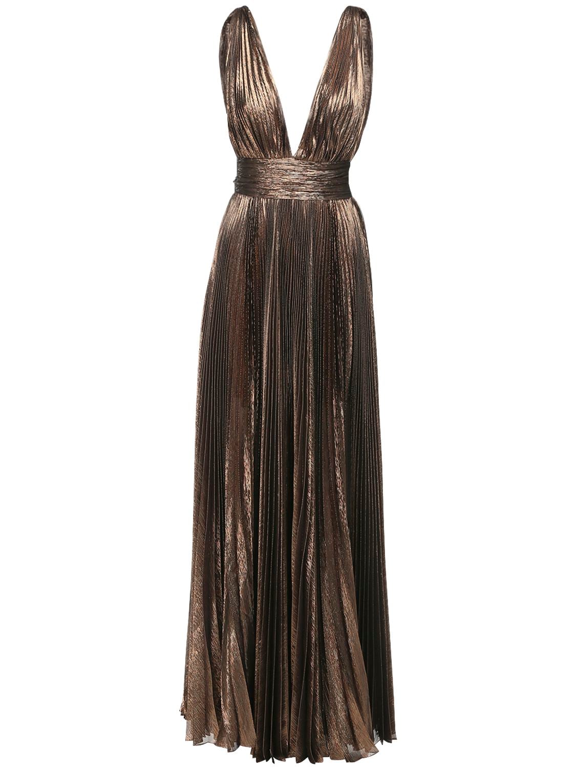 dressing gownRTO CAVALLI PLEATED LAMÉ CHIFFON LONG DRESS,72IADJ004-MDU1NTK1