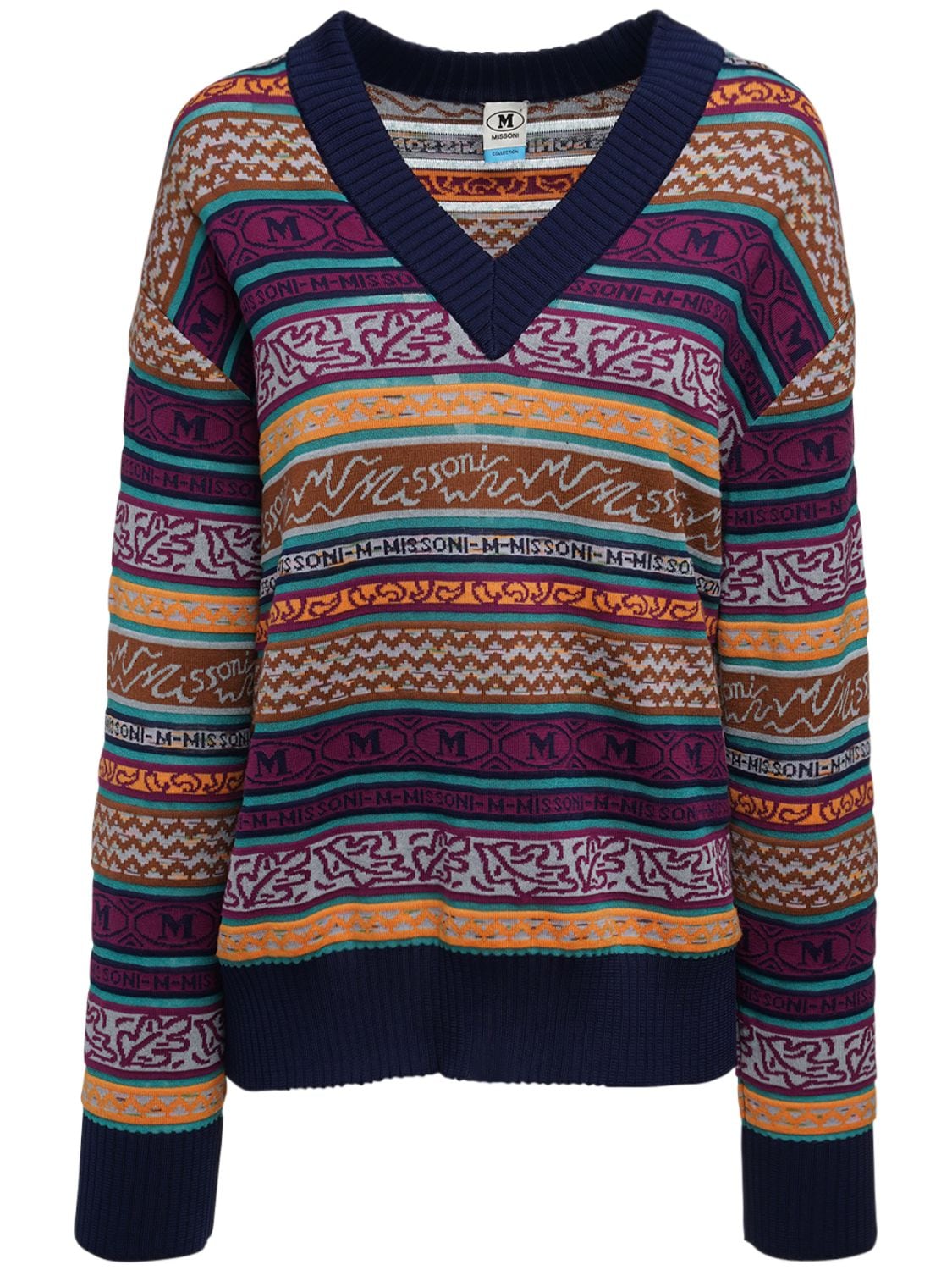 M MISSONI All Over Logo Cotton Blend Sweater