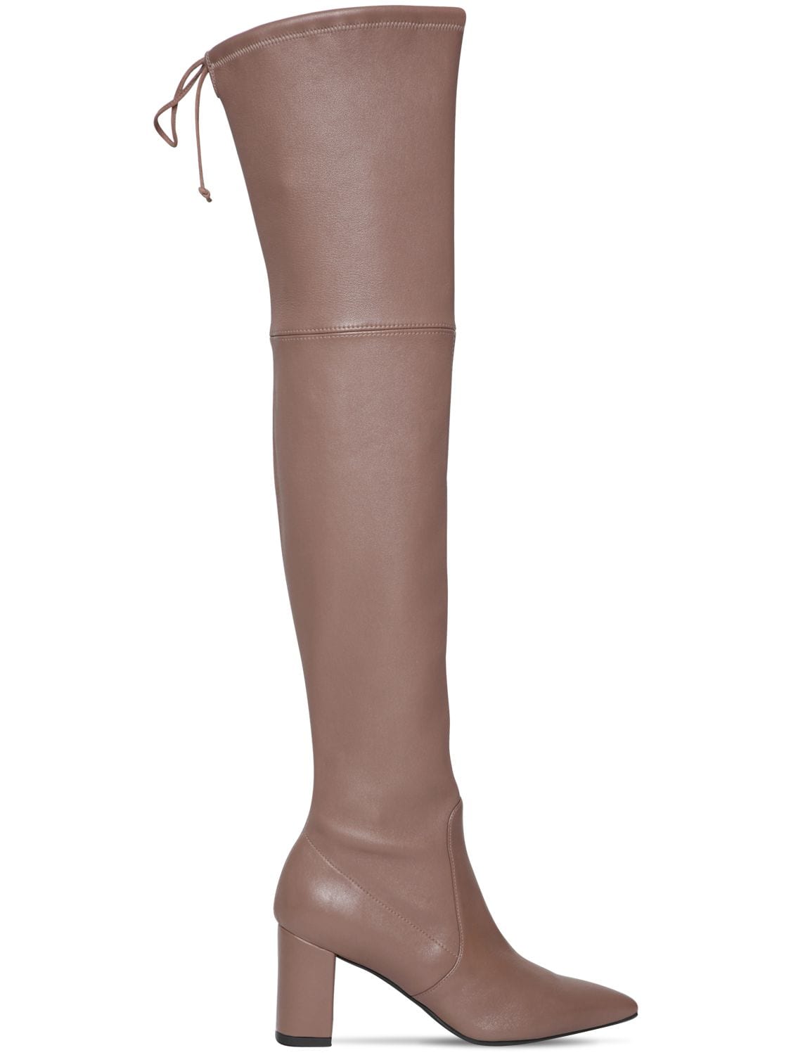 Stuart Weitzman 75mm Lesley Stretch Leather Boots In Taupe