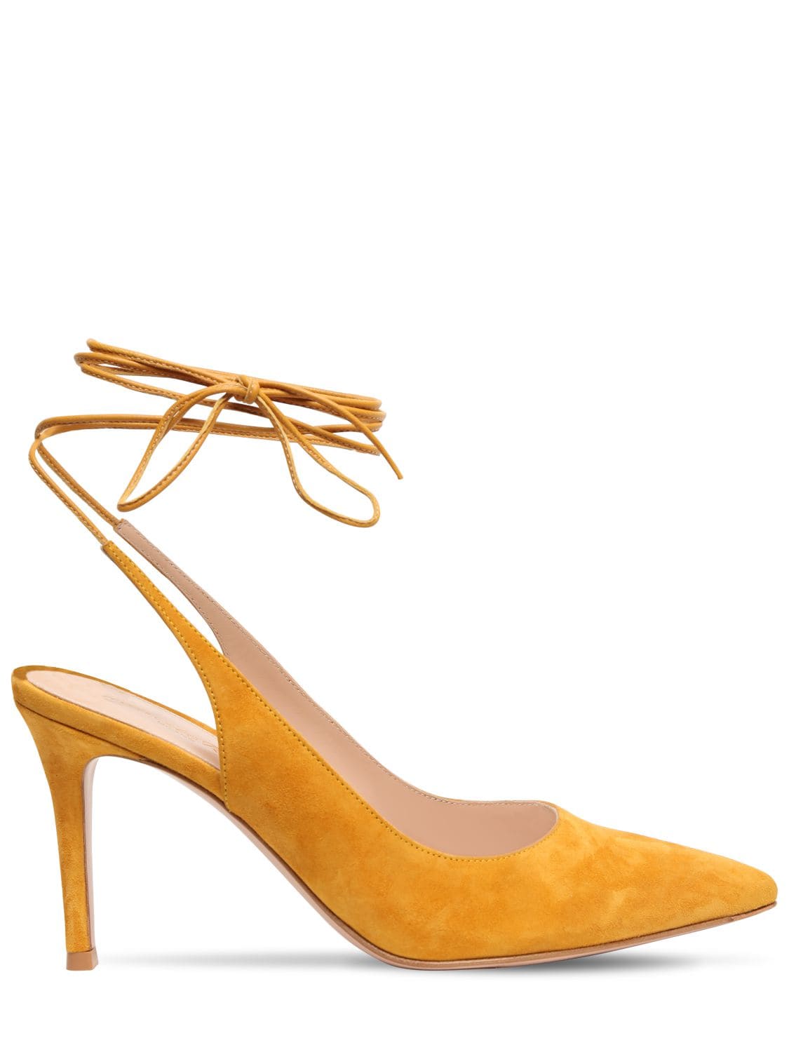 Gianvito Rossi 85mm Suede Lace Up Pumps In Yellow