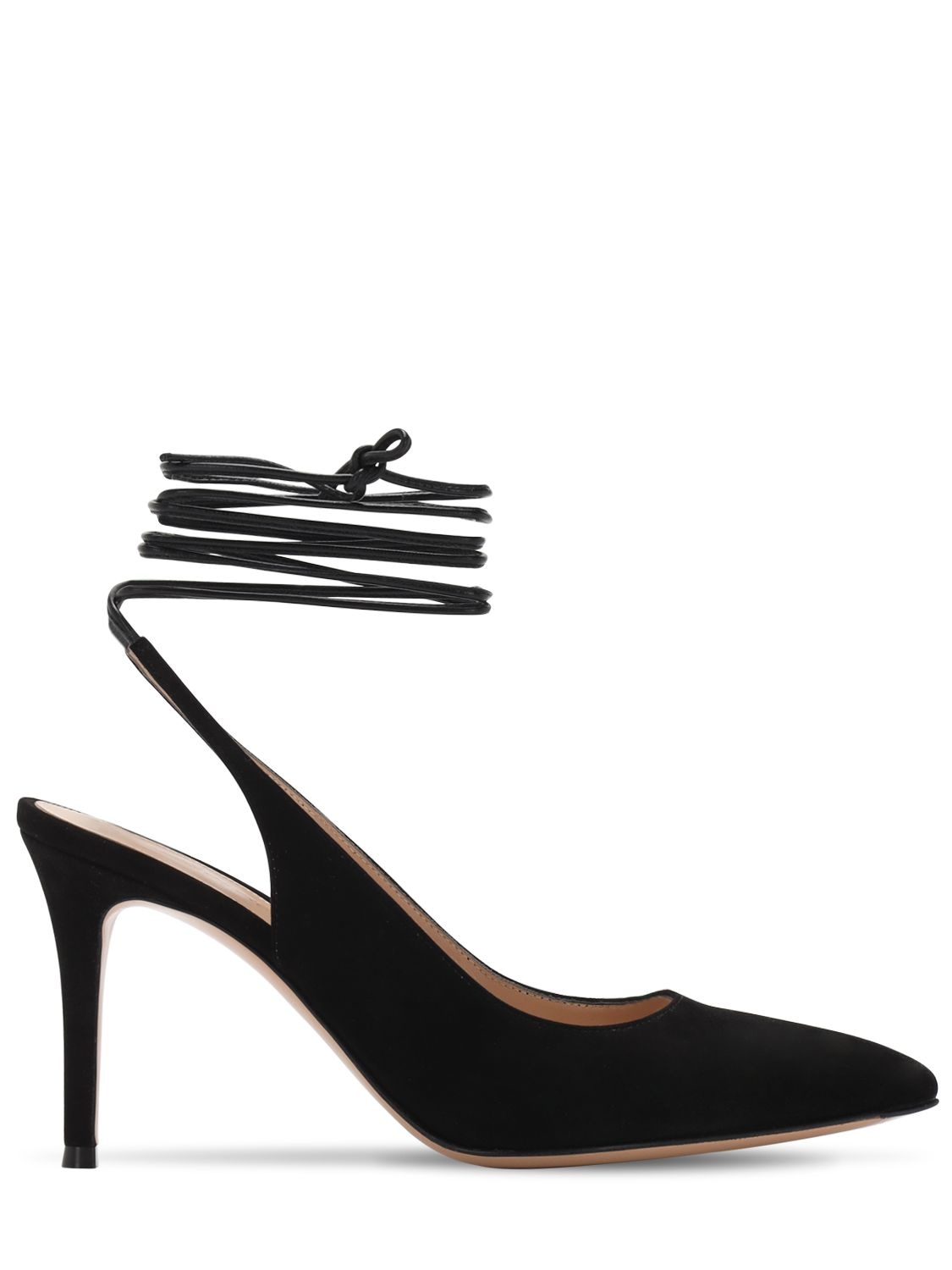 Gianvito Rossi 85mm Suede Lace Up Pumps In Black