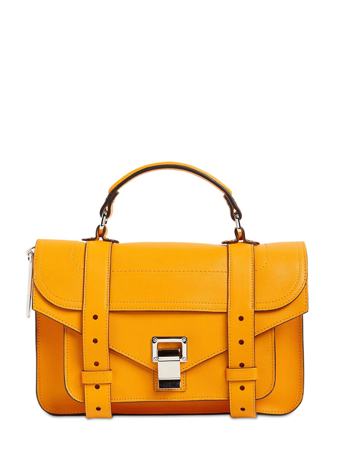 Proenza Schouler Ps1 Tiny Lux Leather Top Handle Bag In Marigold