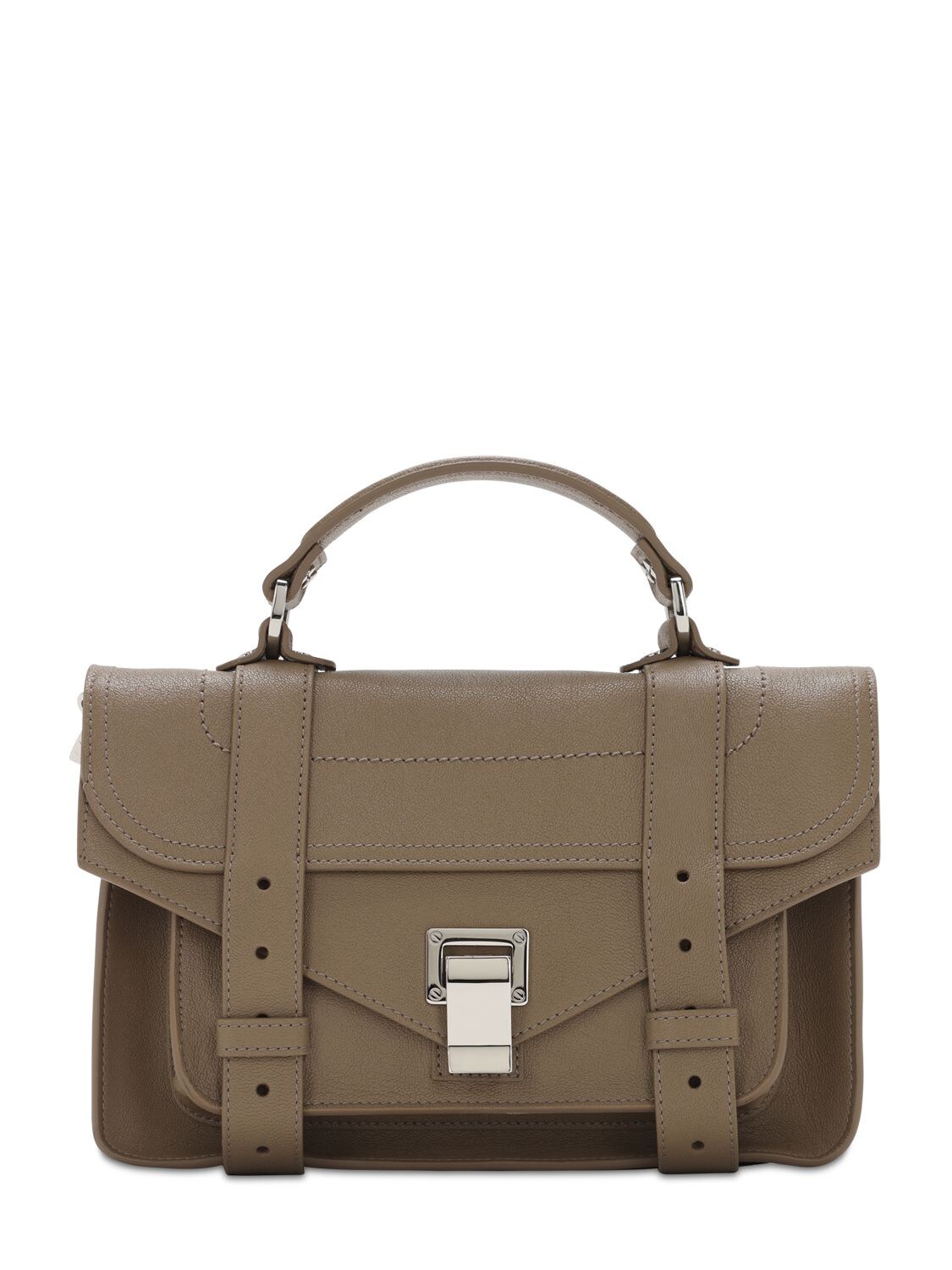 Proenza Schouler Ps1 Tiny Lux Leather Top Handle Bag In Light Taupe ...