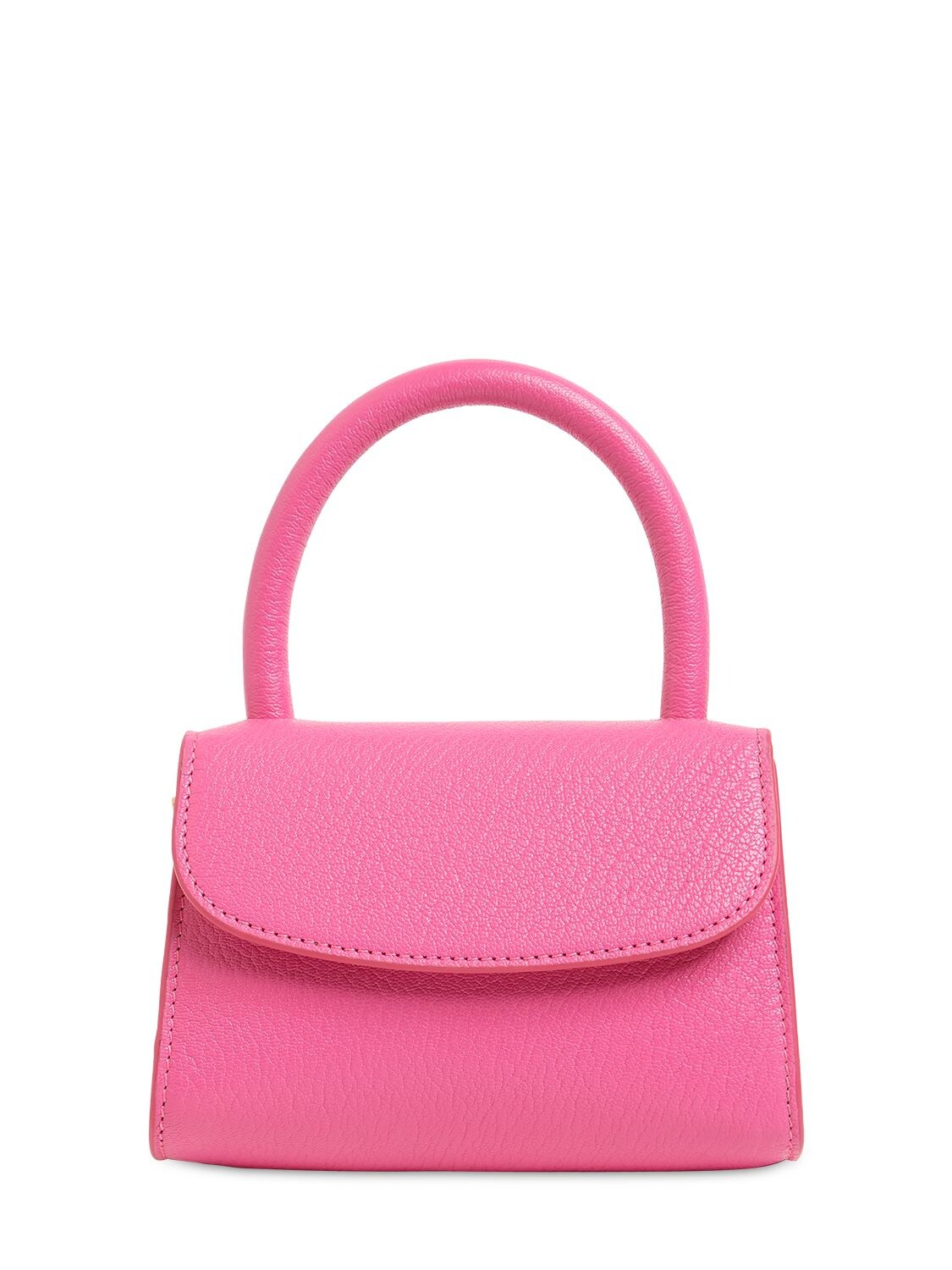 By Far Mini Grained Leather Bag In Fot Pink