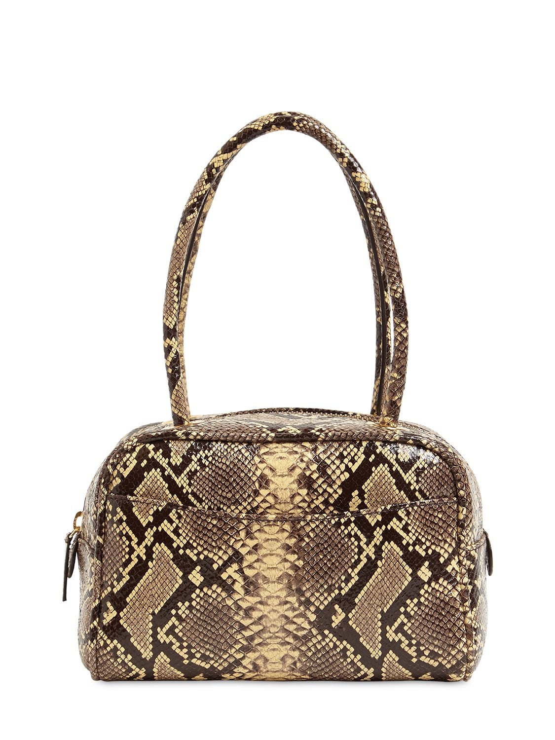 BY FAR - Martin 파이톤 프린트 가죽 탑핸들백 - Mocha | Luisaviaroma