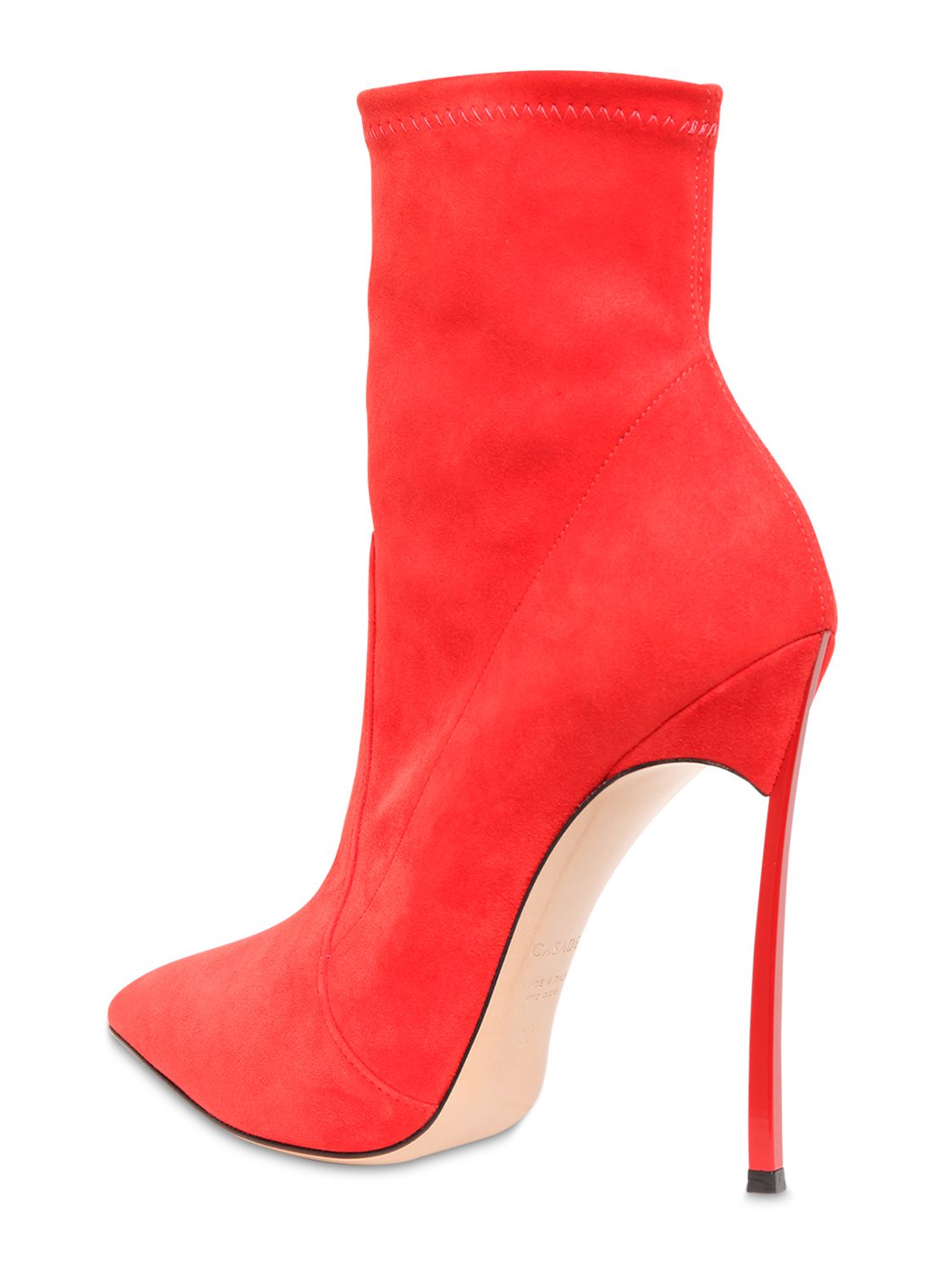 red stretch ankle boots
