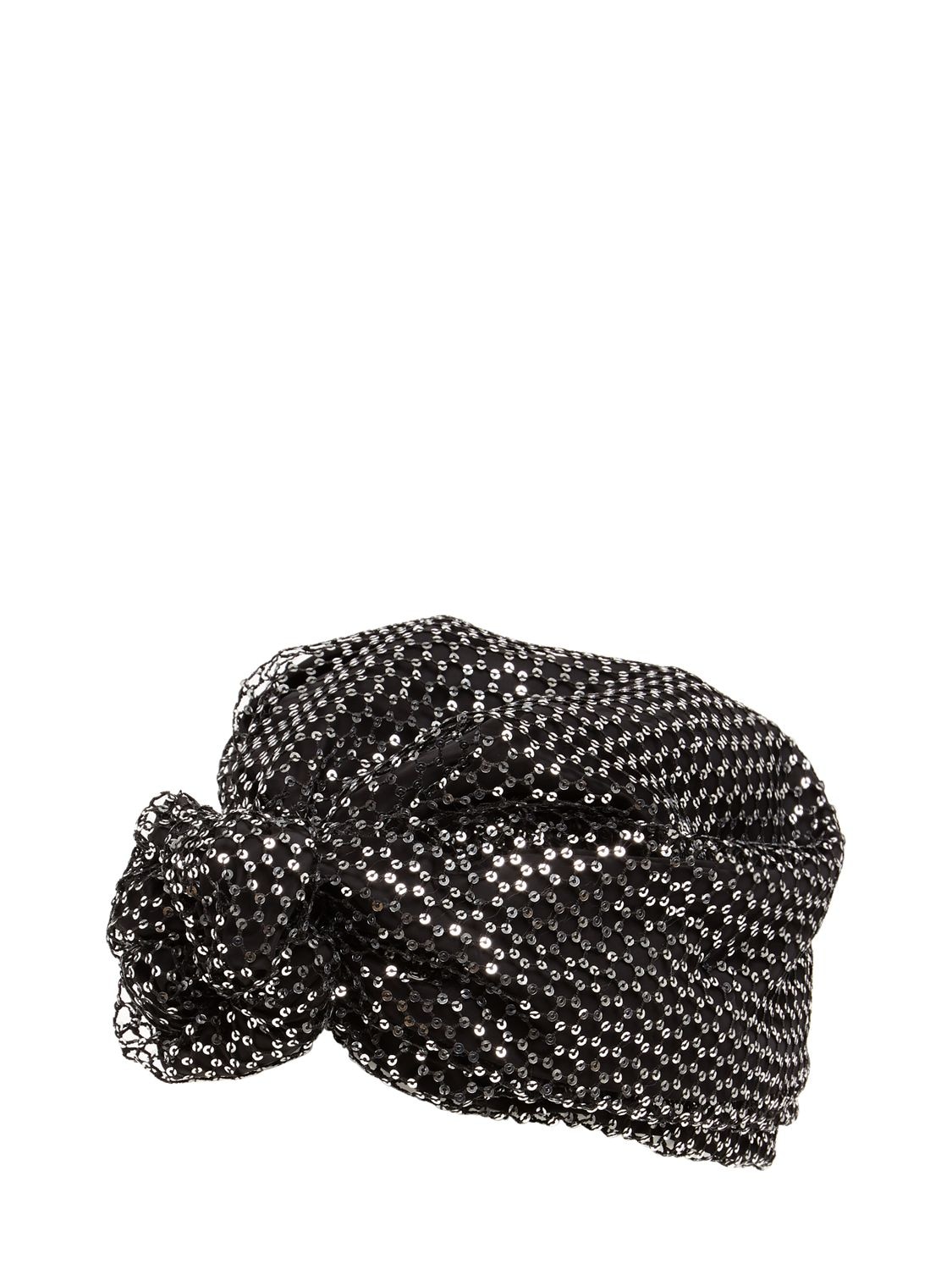 Maison Michel Hiromi Sequined Nylon Turban In Black