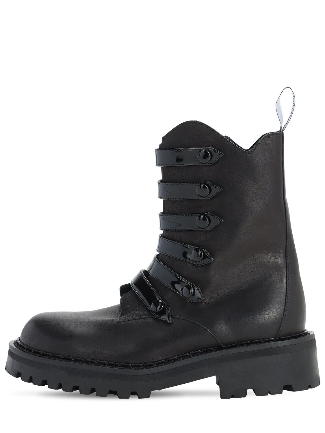 Moschino 50mm Leather Combat Boots In Black