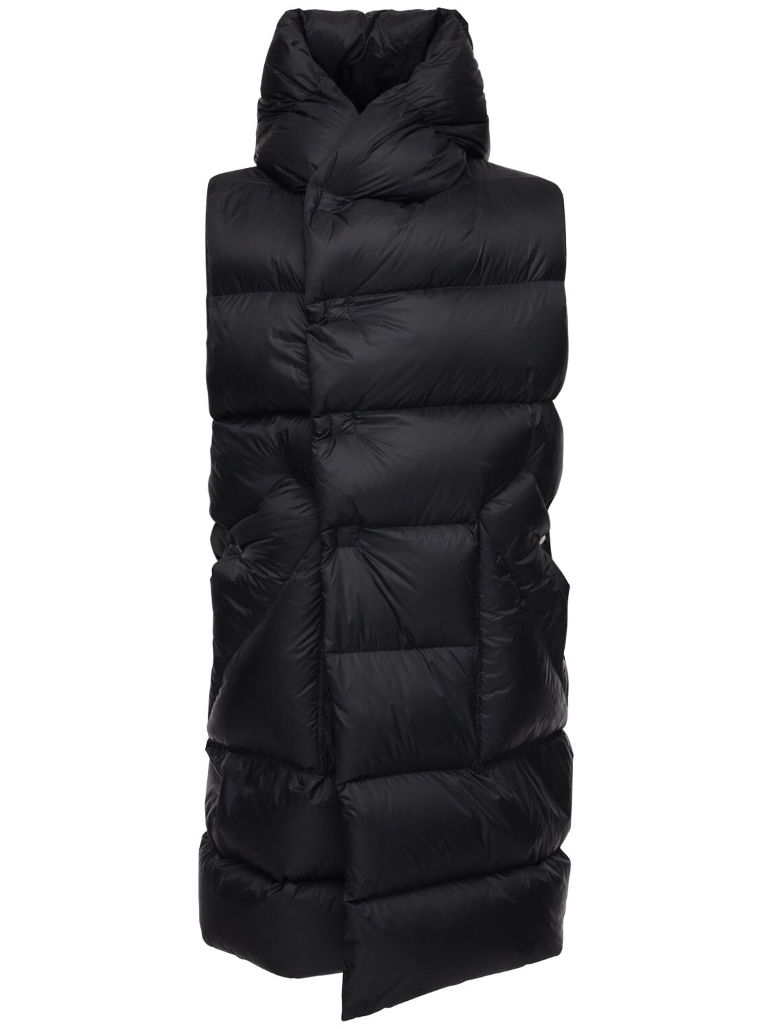 long down vest with hood