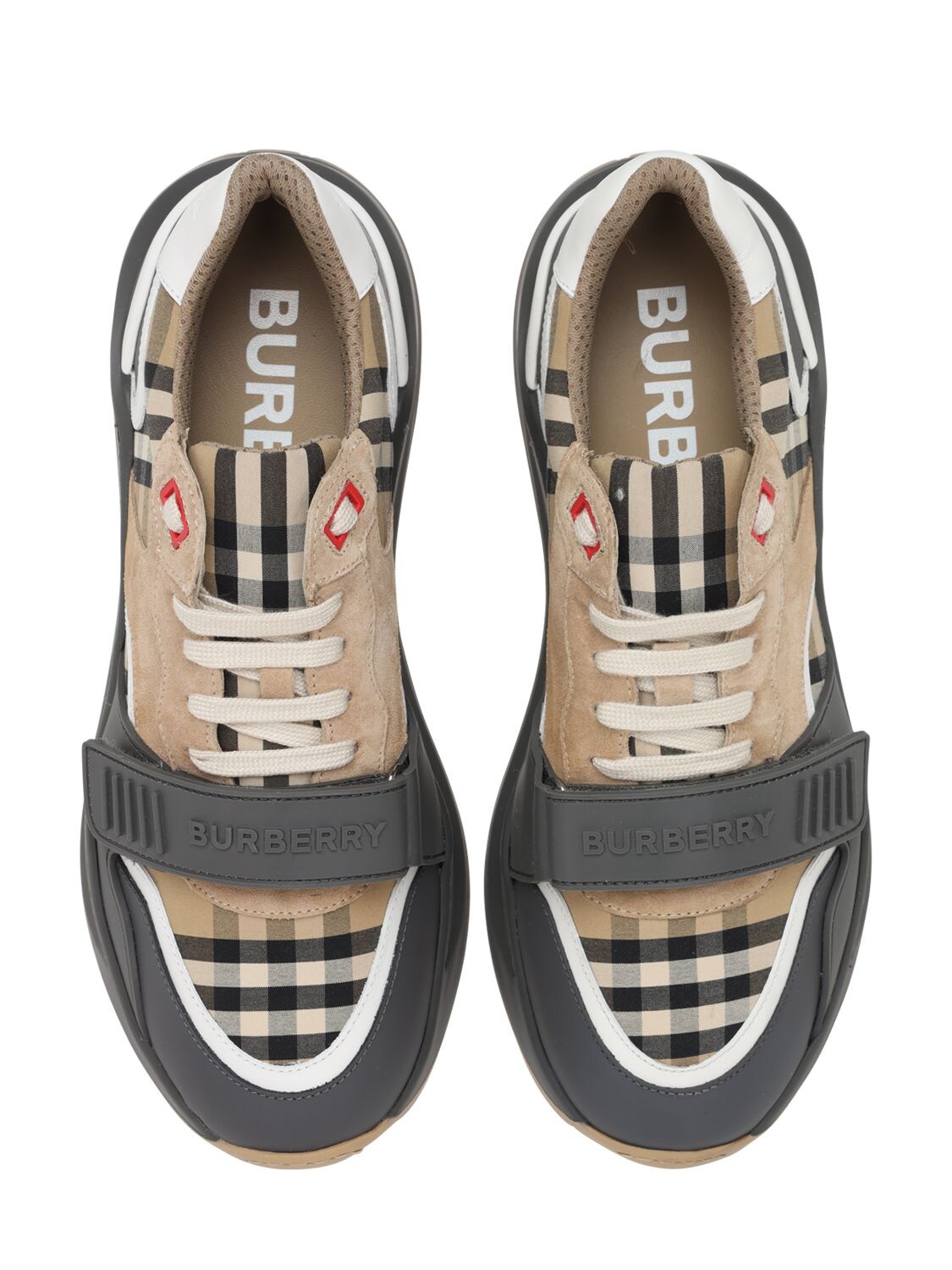 BURBERRY 30MM RAMSEY CHECK & LEATHER SNEAKERS