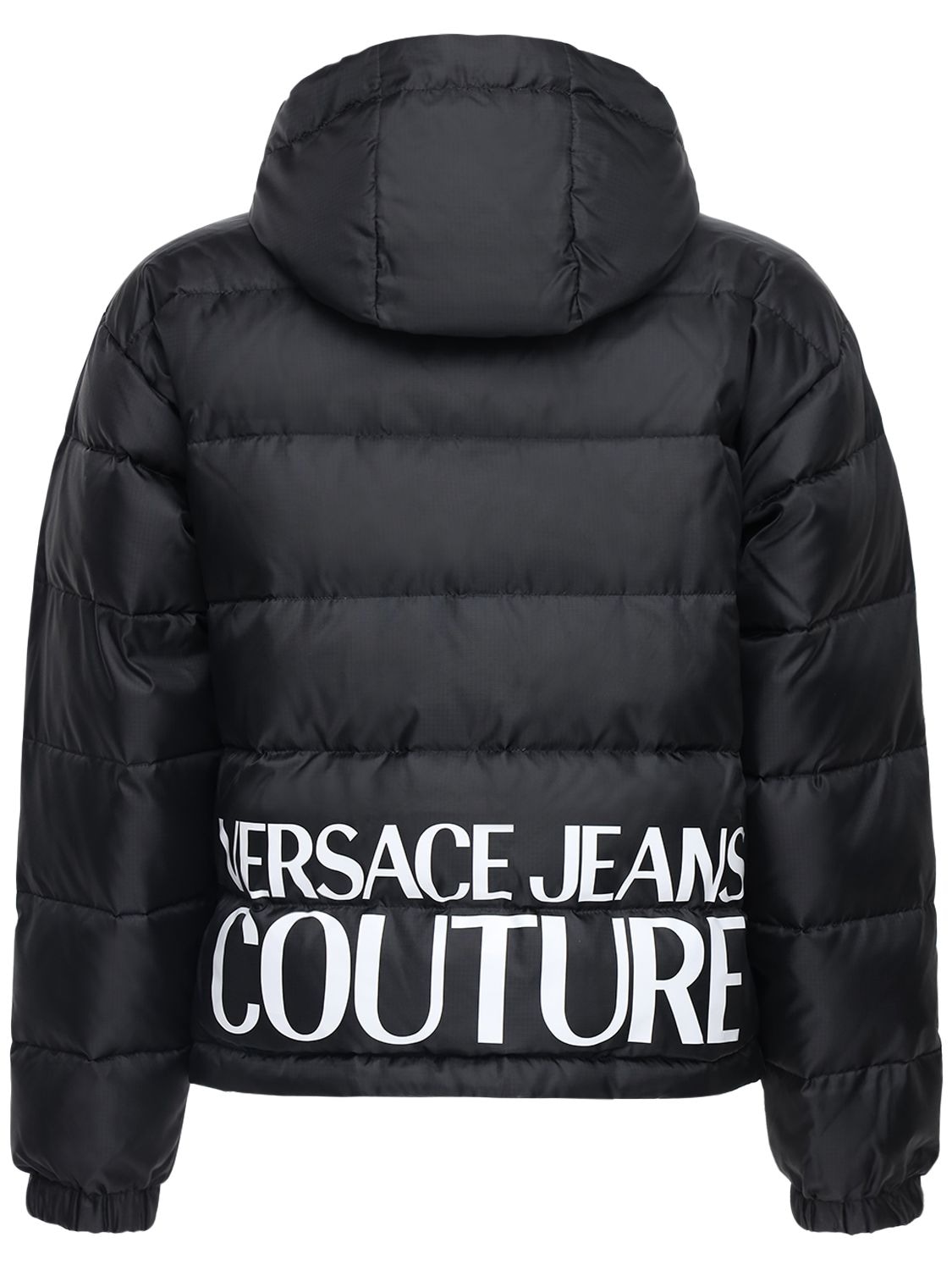 Versace Jeans Couture Logo & Print Reversible Down Jacket In Black