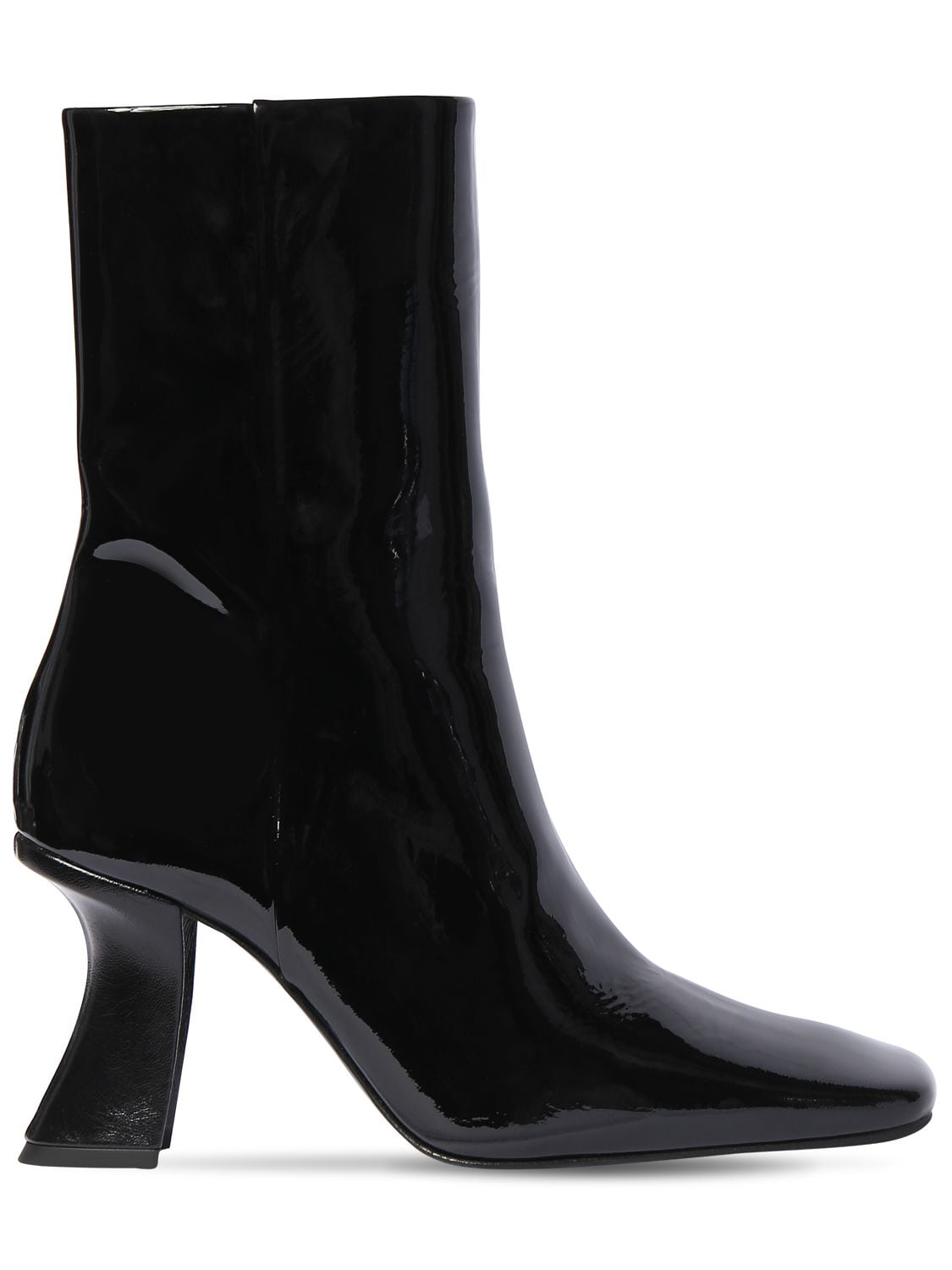 85mm Demi Patent Leather Ankle Boots