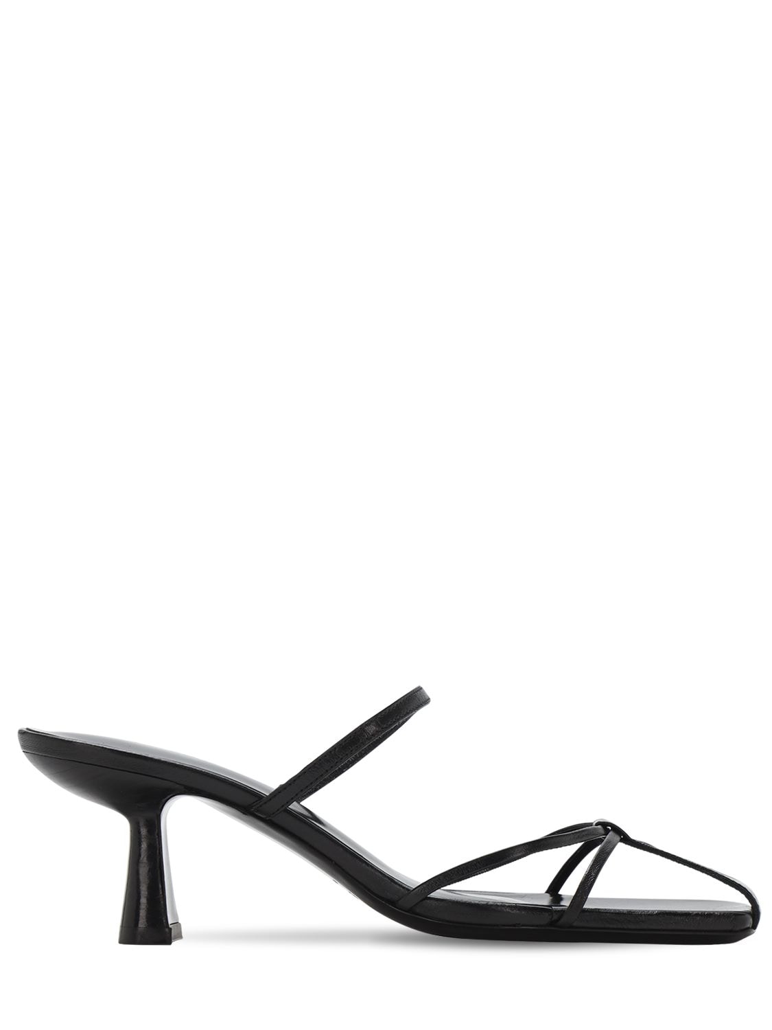 By Far Edita Glossed leather Sandals In Black ModeSens