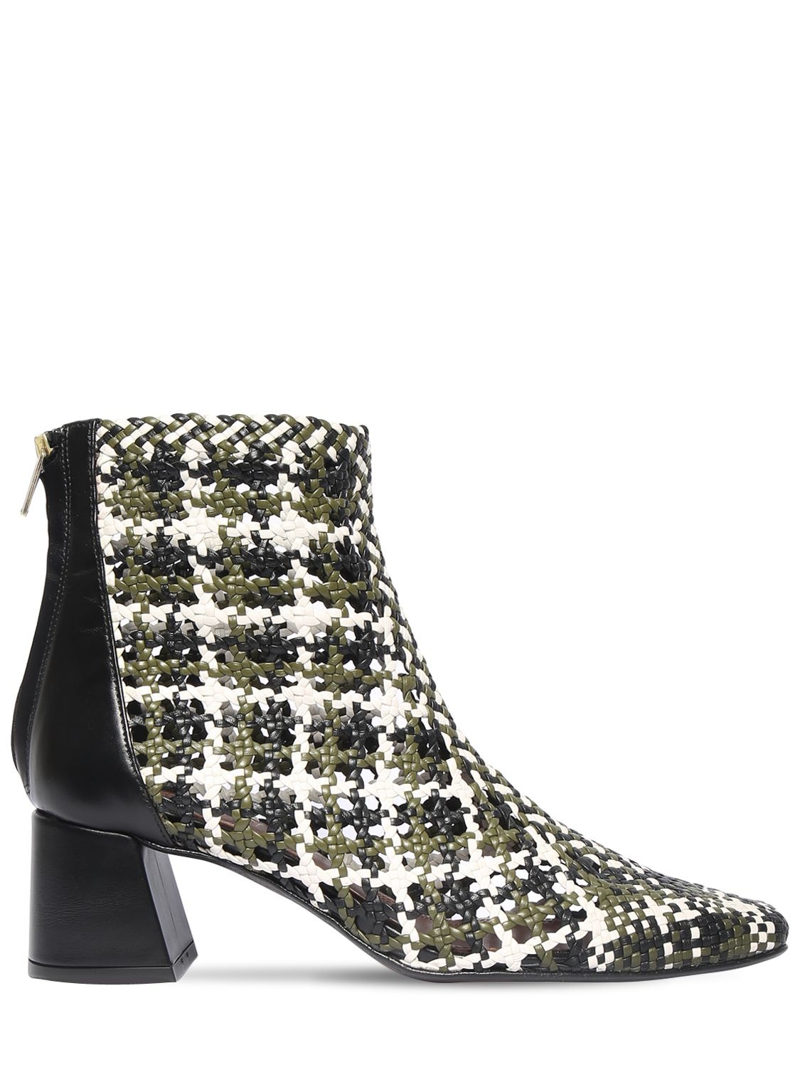 50mm Woven Leather Ankle Boots