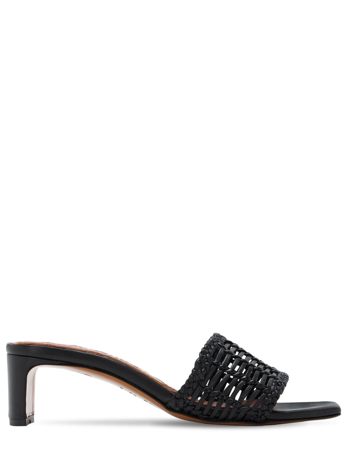 Souliers Martinez 50mm Woven Leather Sandals In Black