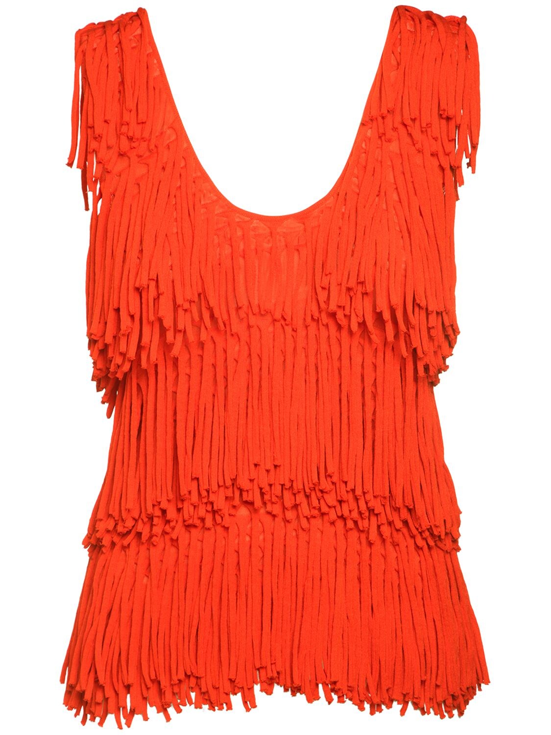 Fringed Knit Cotton & Silk Top