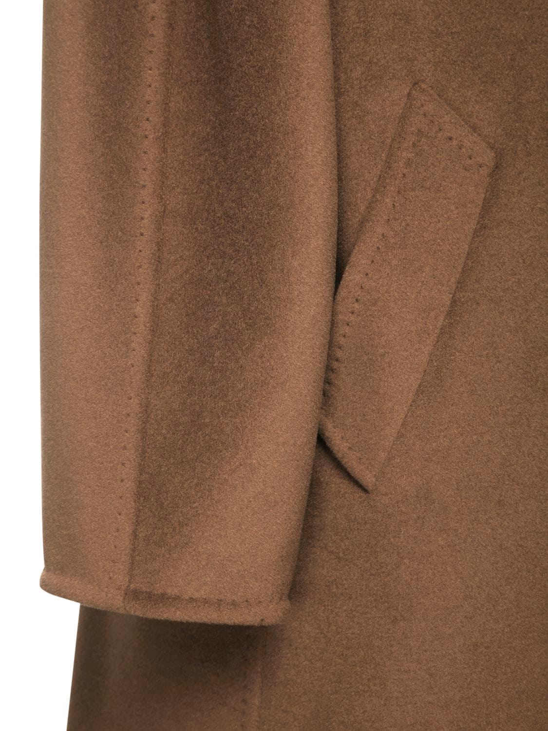 Shop Max Mara Madame Double Breasted Wool Long Coat In Tobacco
