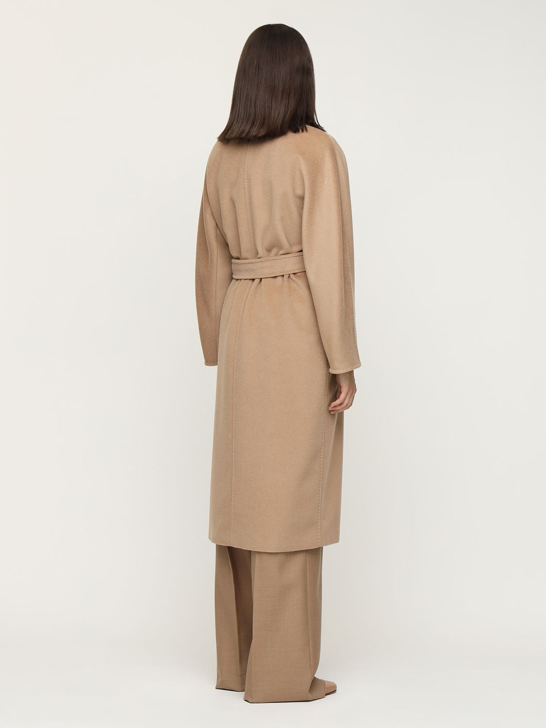 Shop Max Mara Madame Double Breasted Wool Long Coat In Camel