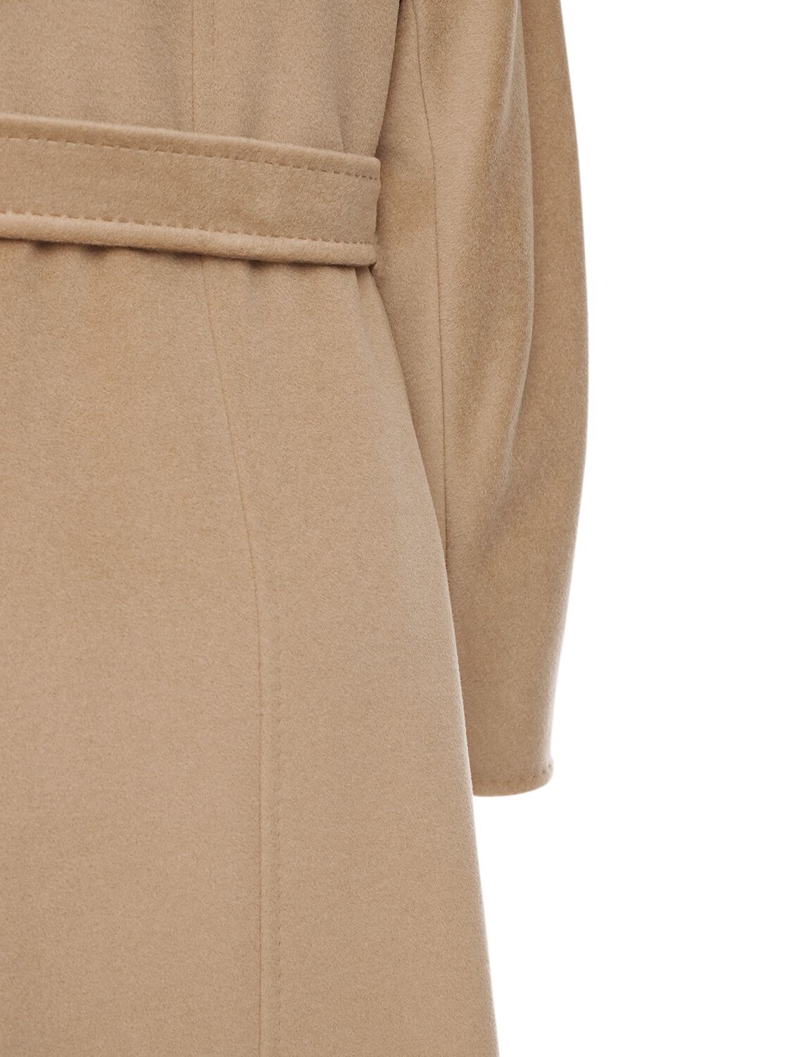 Shop Max Mara Madame Double Breasted Wool Long Coat In Camel