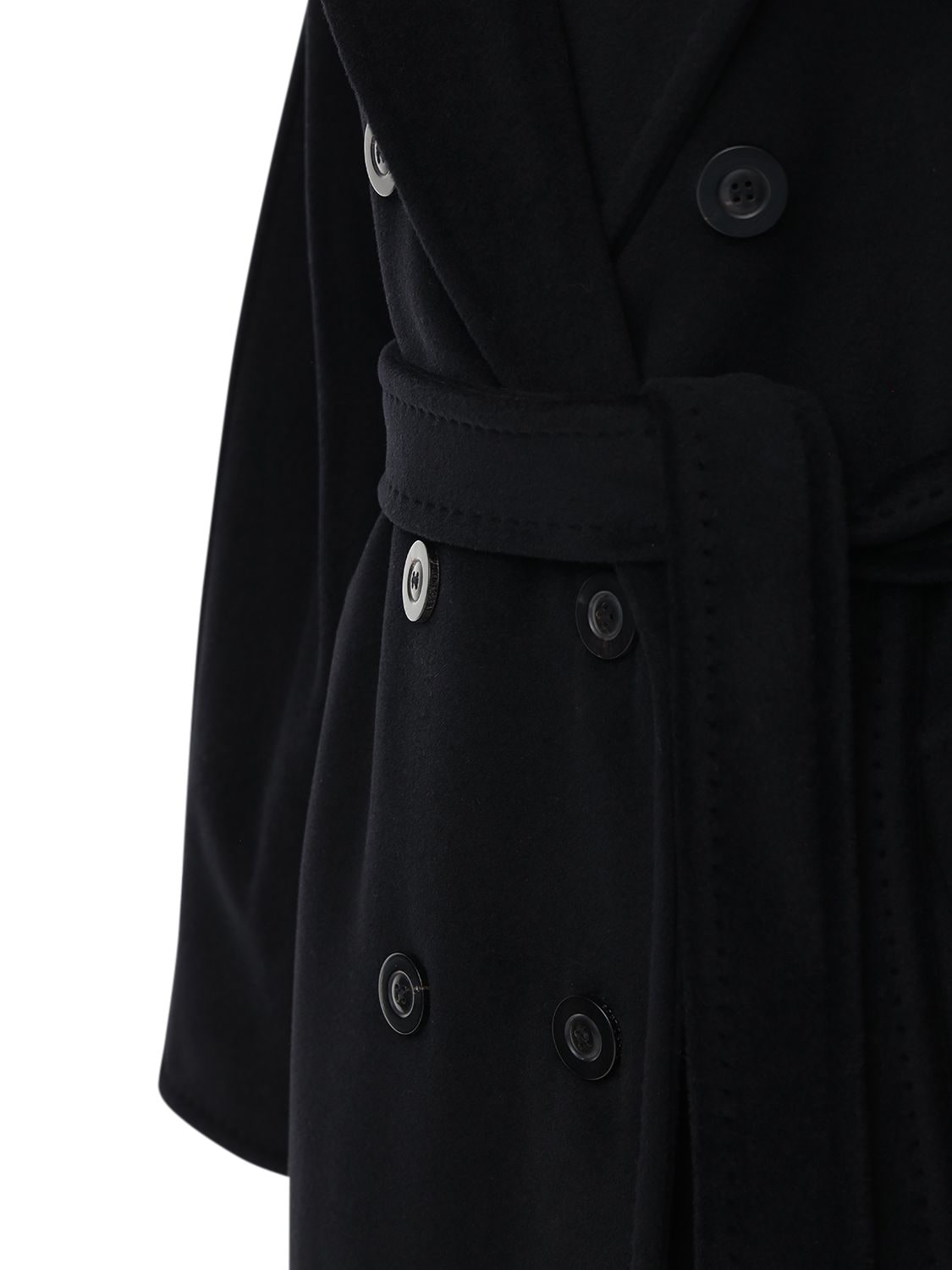 Shop Max Mara Madame Double Breasted Wool Long Coat In Black