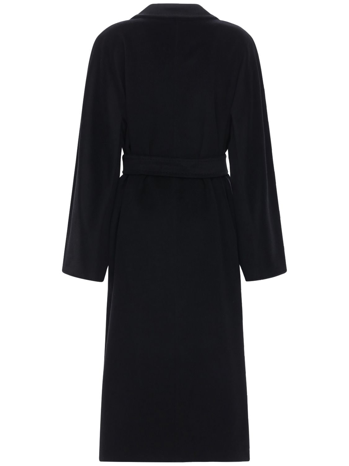 Shop Max Mara Madame Double Breasted Wool Long Coat In Black