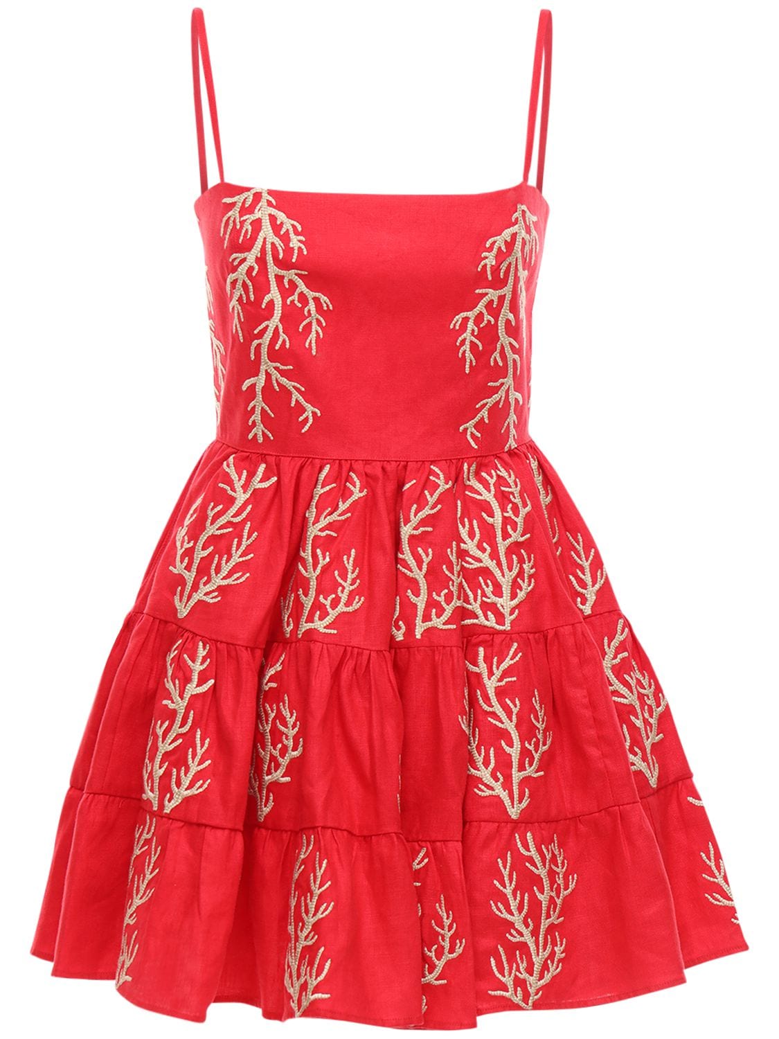 Agua By Agua Bendita Lima Embroidered Mini Dress In Red,multi