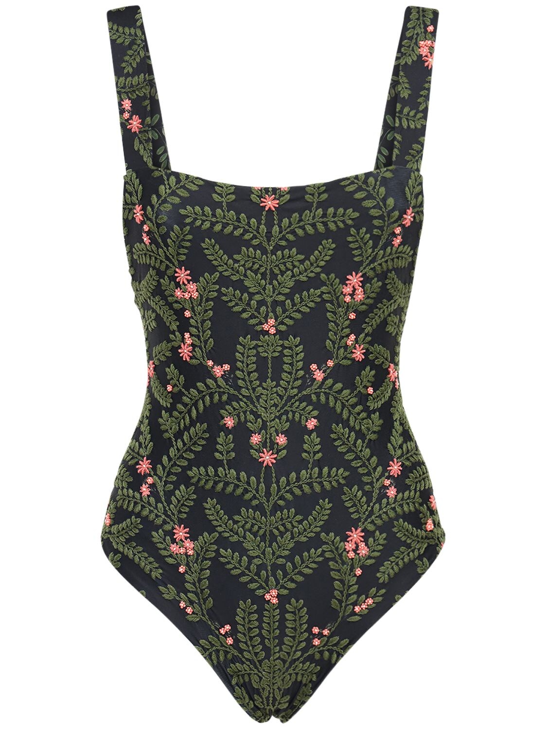 AGUA BY AGUA BENDITA CAFE EMBROIDERED ONE PIECE SWIMSUIT,72ICE8017-SEVSQKFM0