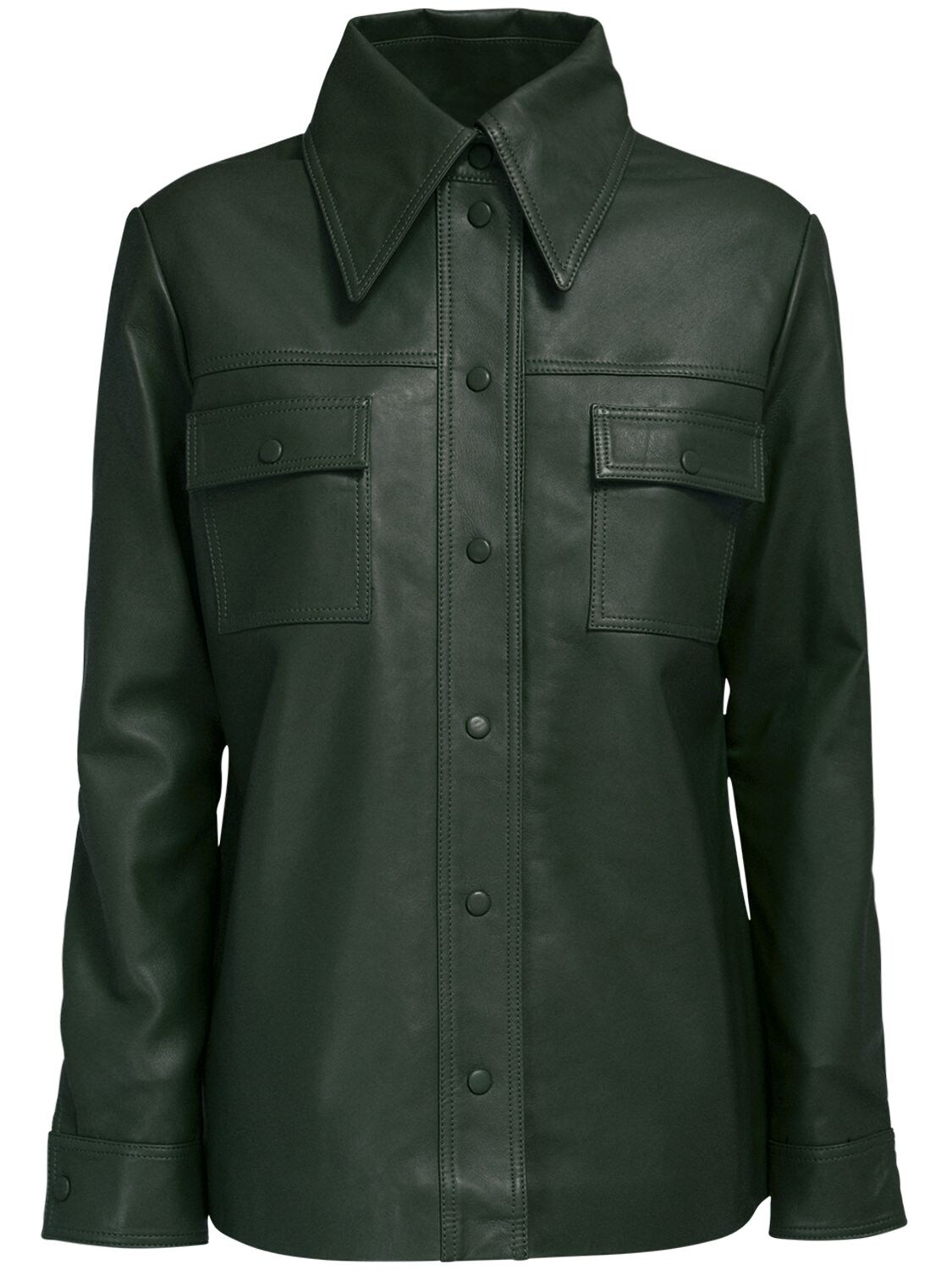 Remain Rosalee Leather Shirt In Green