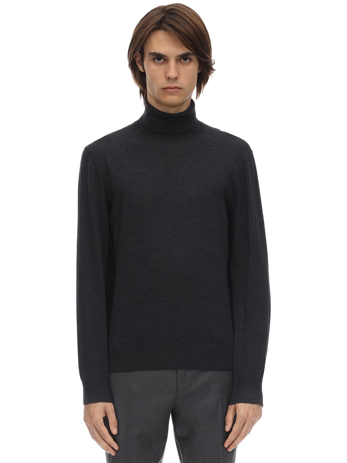 Z Zegna Wool Knit Turtleneck Sweater In Grey Modesens