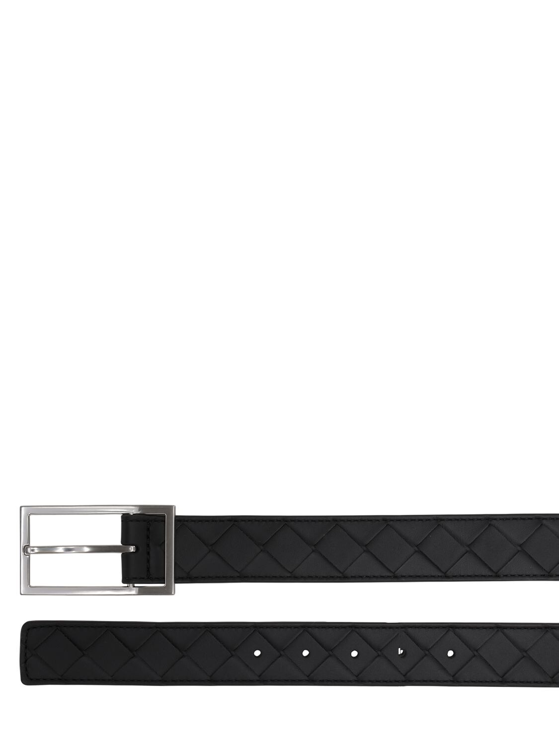 Shop Bottega Veneta 3cm Intrecciato Leather Belt In Black,silver