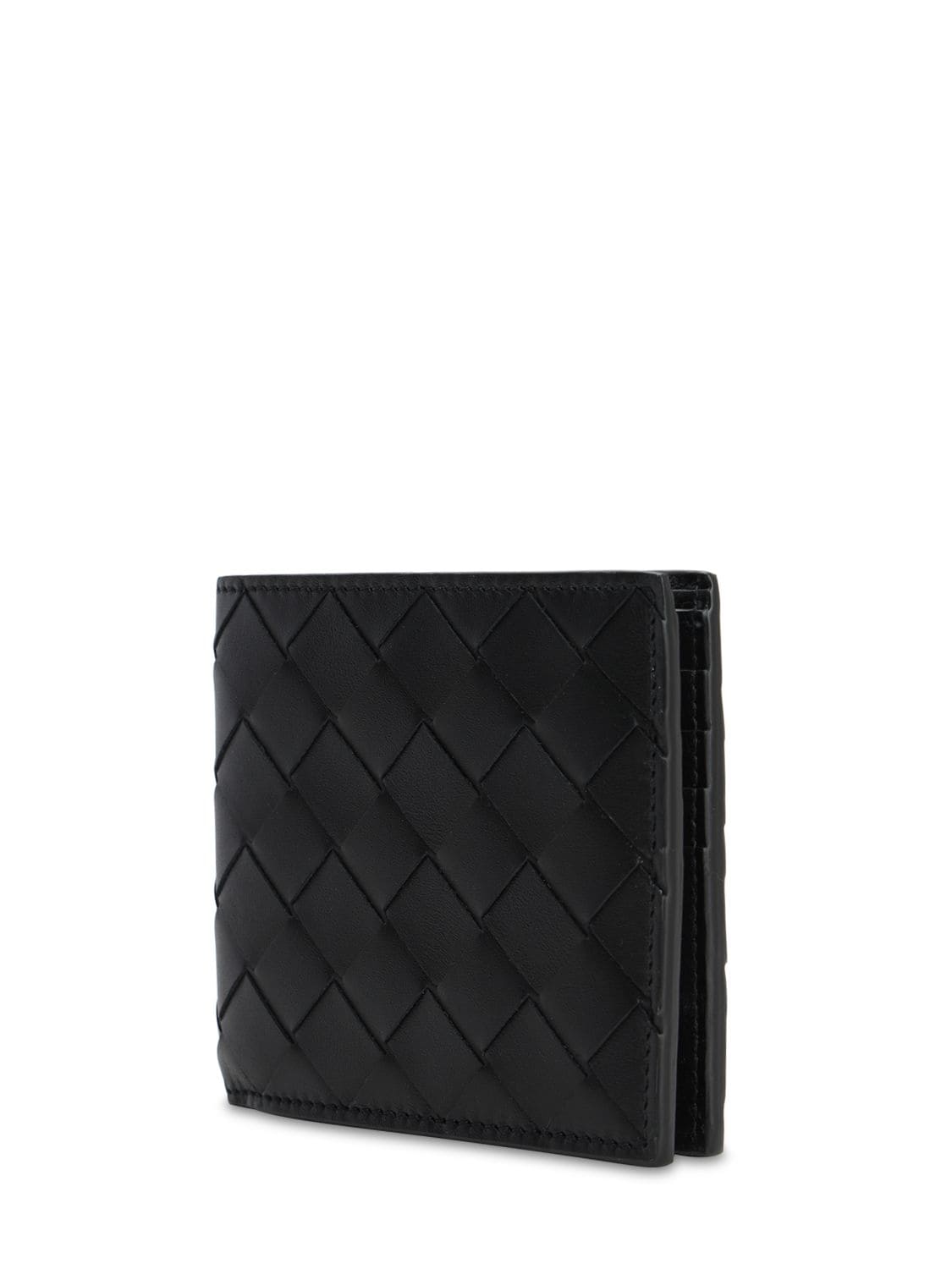 Shop Bottega Veneta Intrecciato Leather Bi-fold Wallet In Black