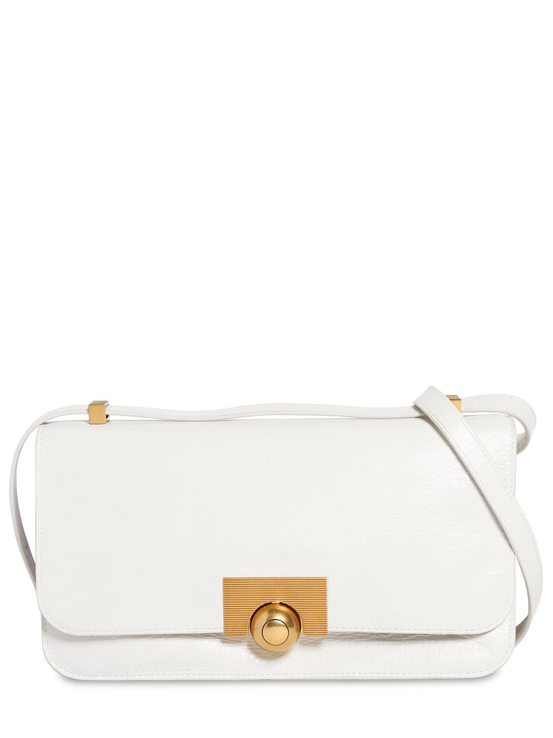 white and gold shoulder bag