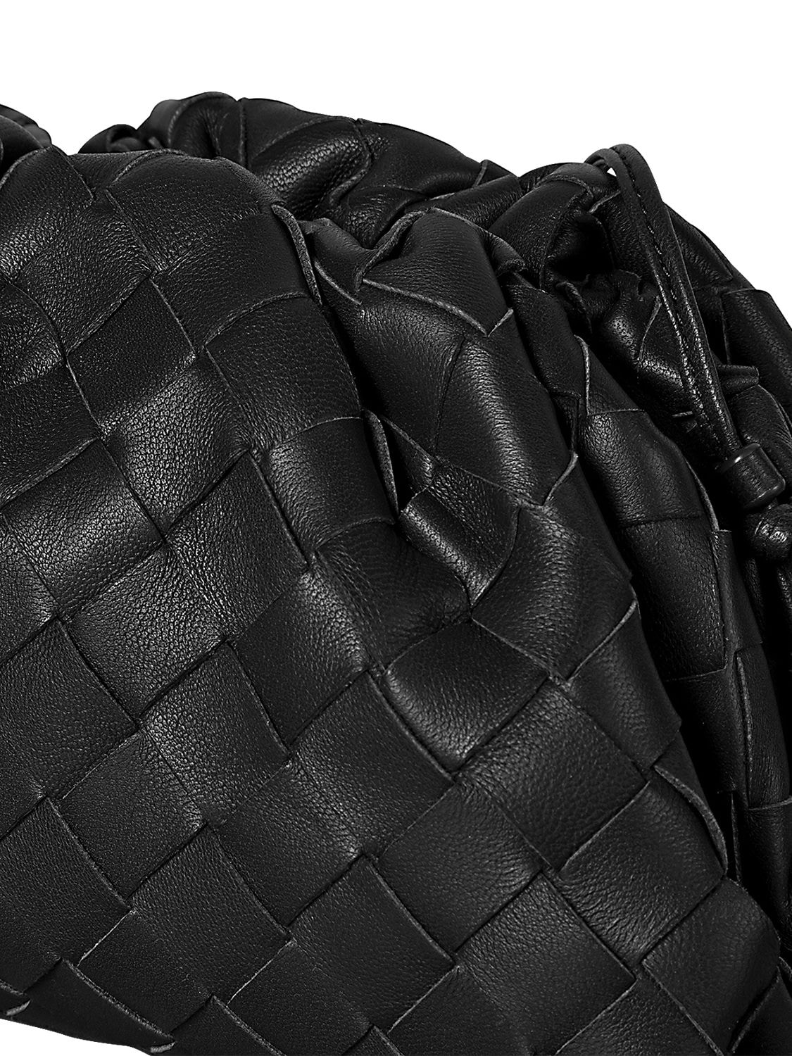 Shop Bottega Veneta The Mini Pouch Intreccio Leather Clutch In Black