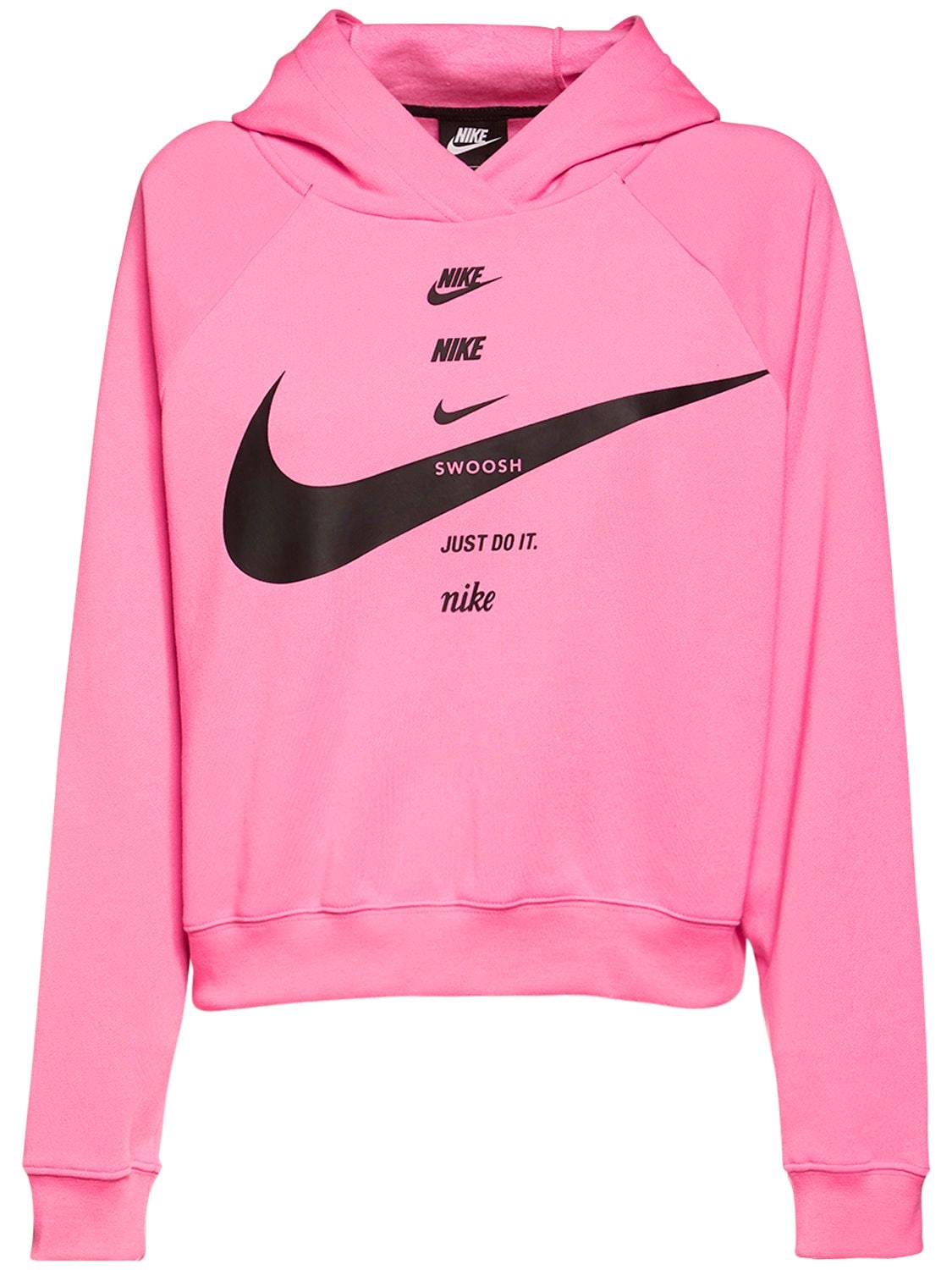 Nike Swoosh Print Sweatshirt Hoodie In Pink Glow