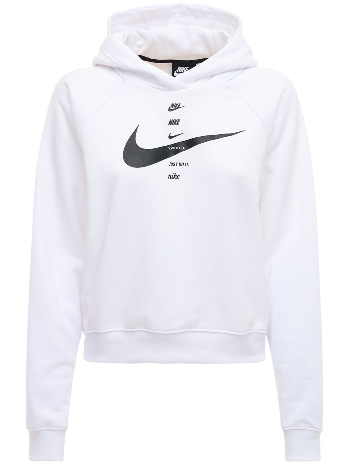 Nike Swoosh Print Sweatshirt Hoodie In White
