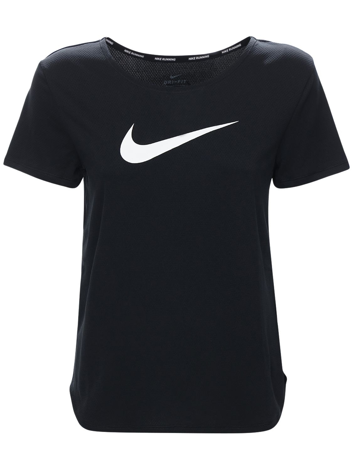 Nike Logo Print Tech Running T-shirt In Black