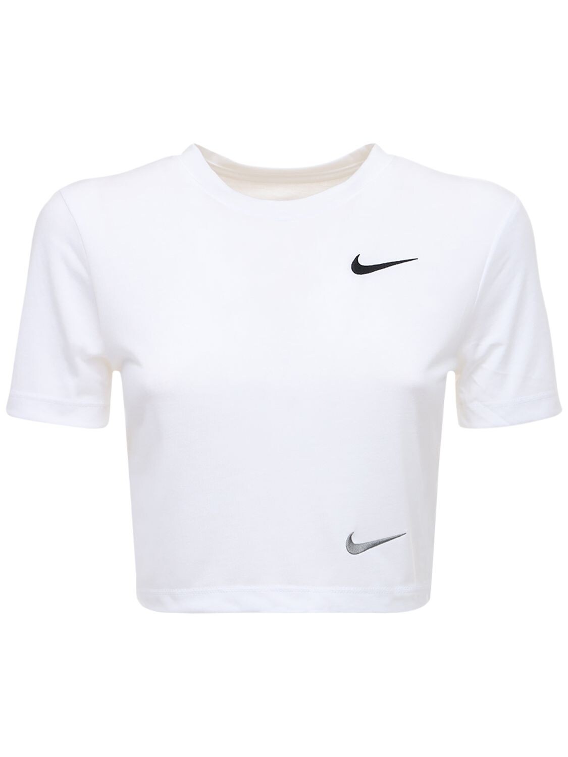 Nike Logo Print Slim Cropped Jersey T-shirt In White